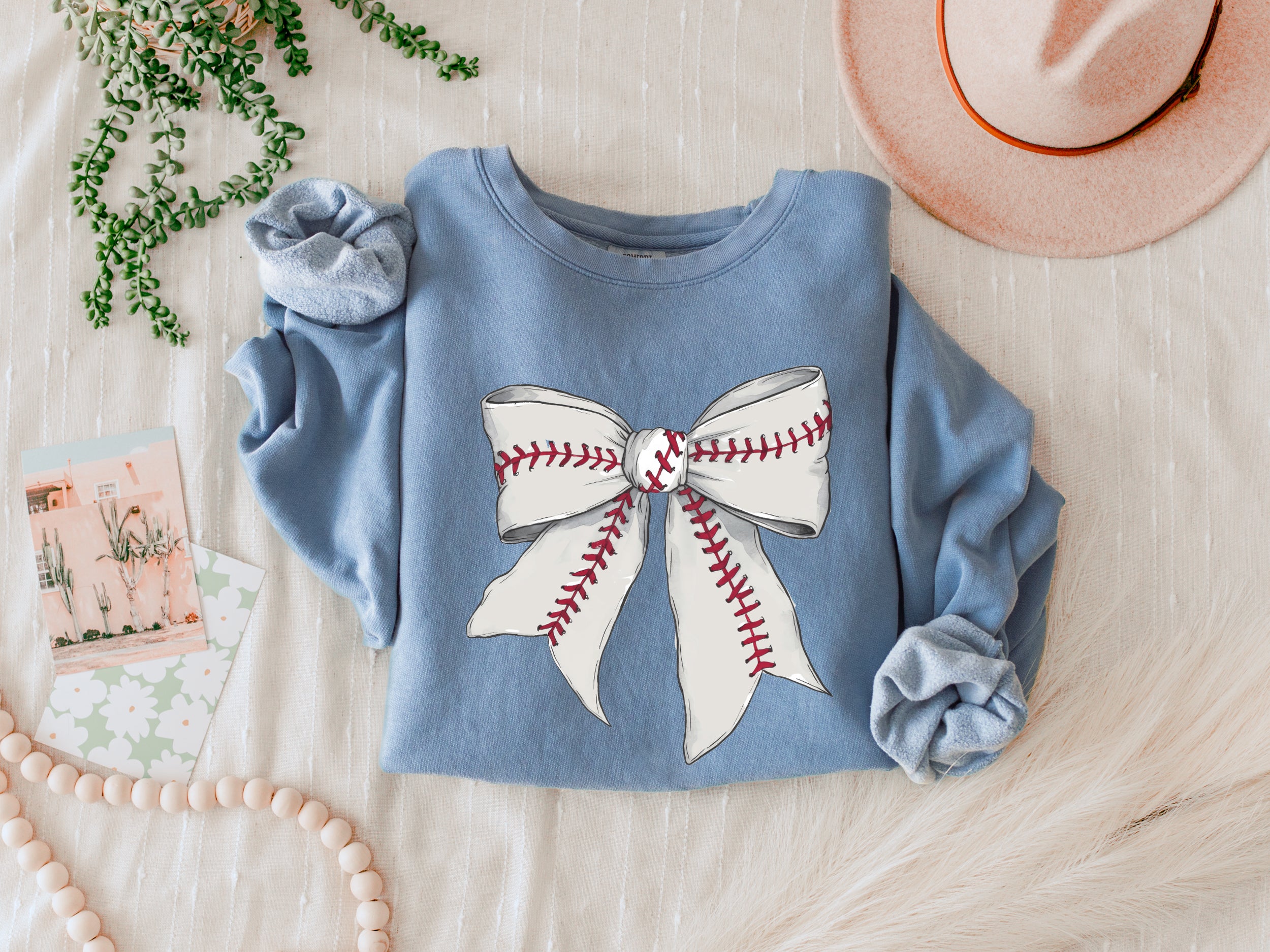 Baseball Mom Baseball Sports Garment Dyed Comfort Colors Sweatshirt (Ribbon)