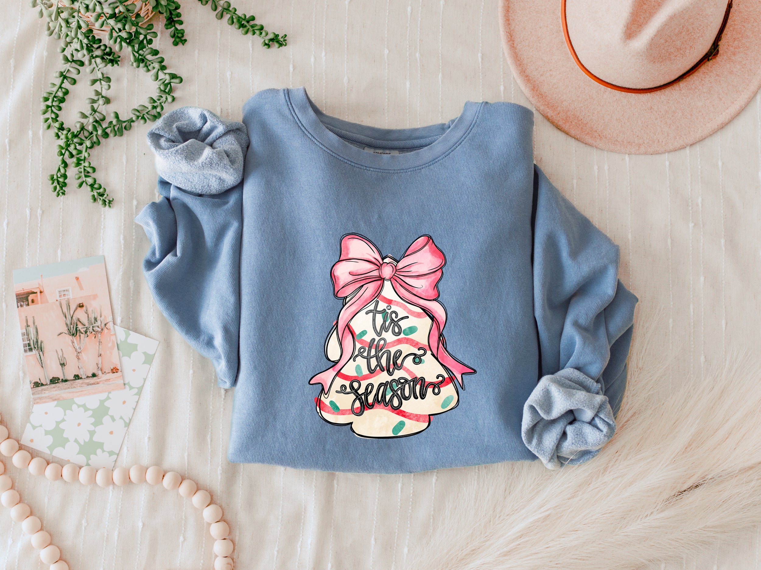 Merry Christmas Tis the Season Holiday Winter Fall Inspirational Garment Dyed Comfort Colors Sweatshirt