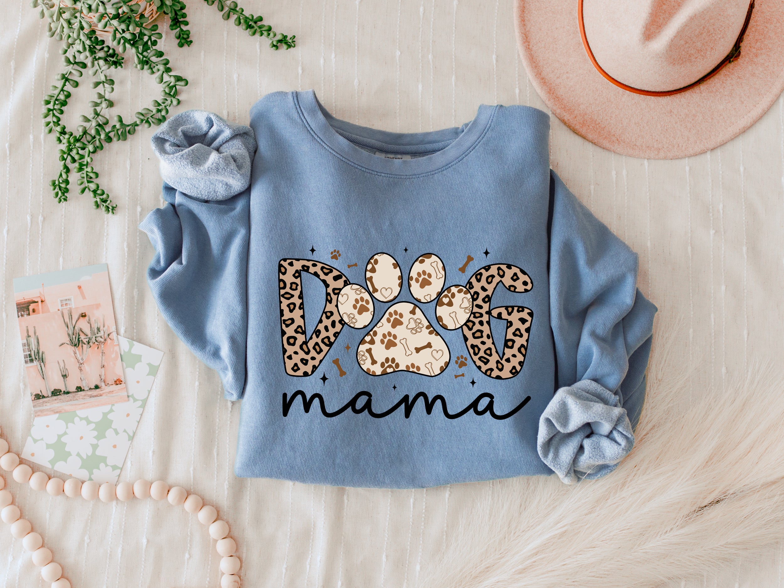 Dog mom Fall Garment Dyed Comfort Colors Sweatshirt (Leopard)