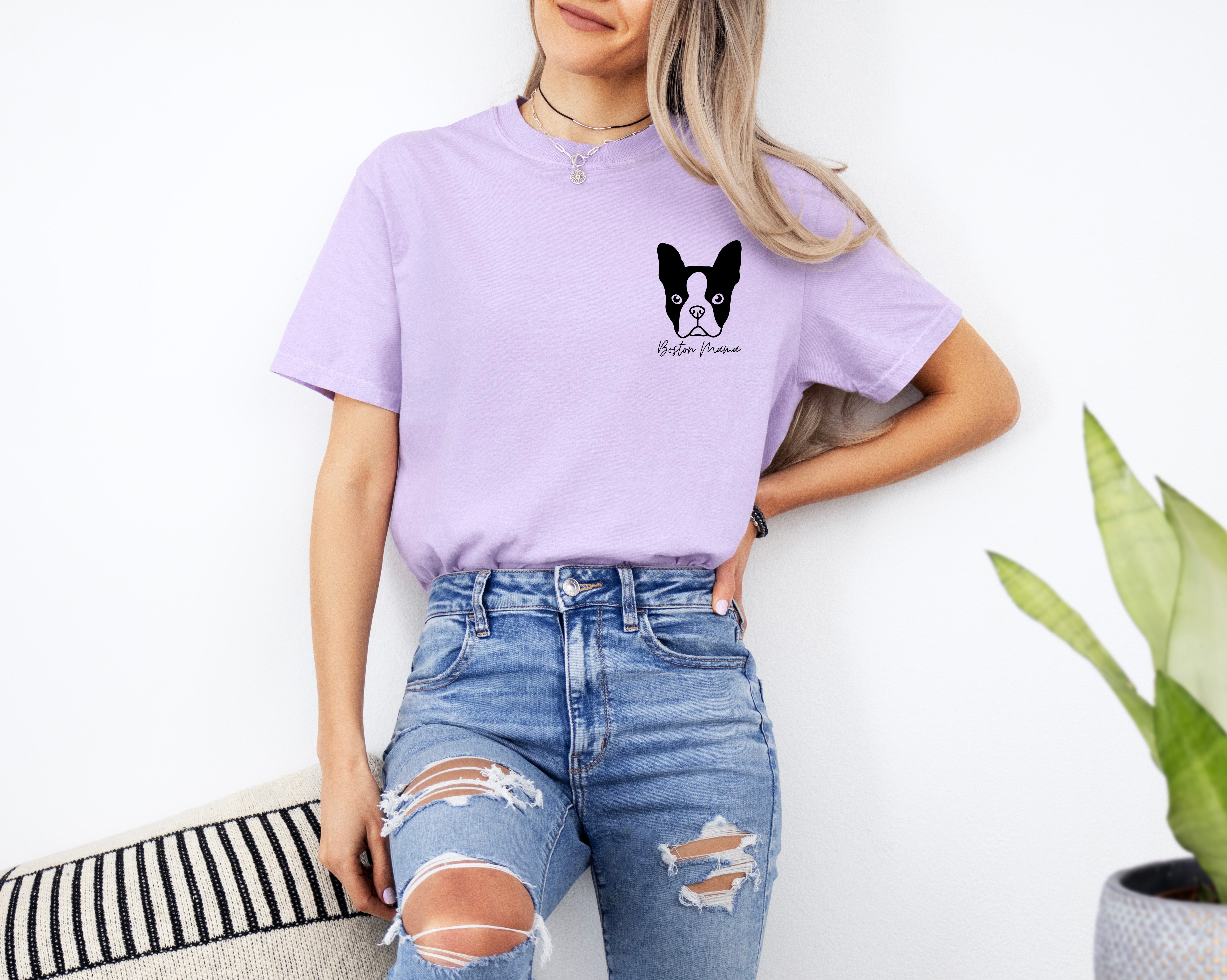 Boston Terrier Dog Mom Comfort Colors T Shirt