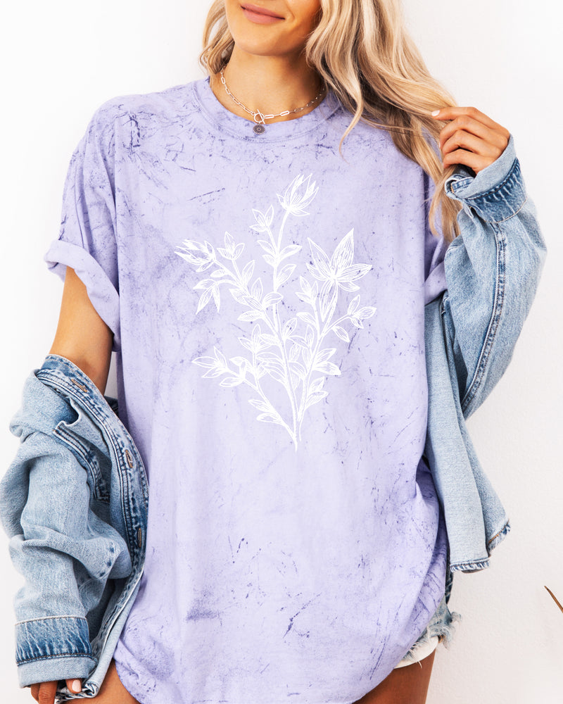 Botanical Plant Nature Garment Dyed T Shirt