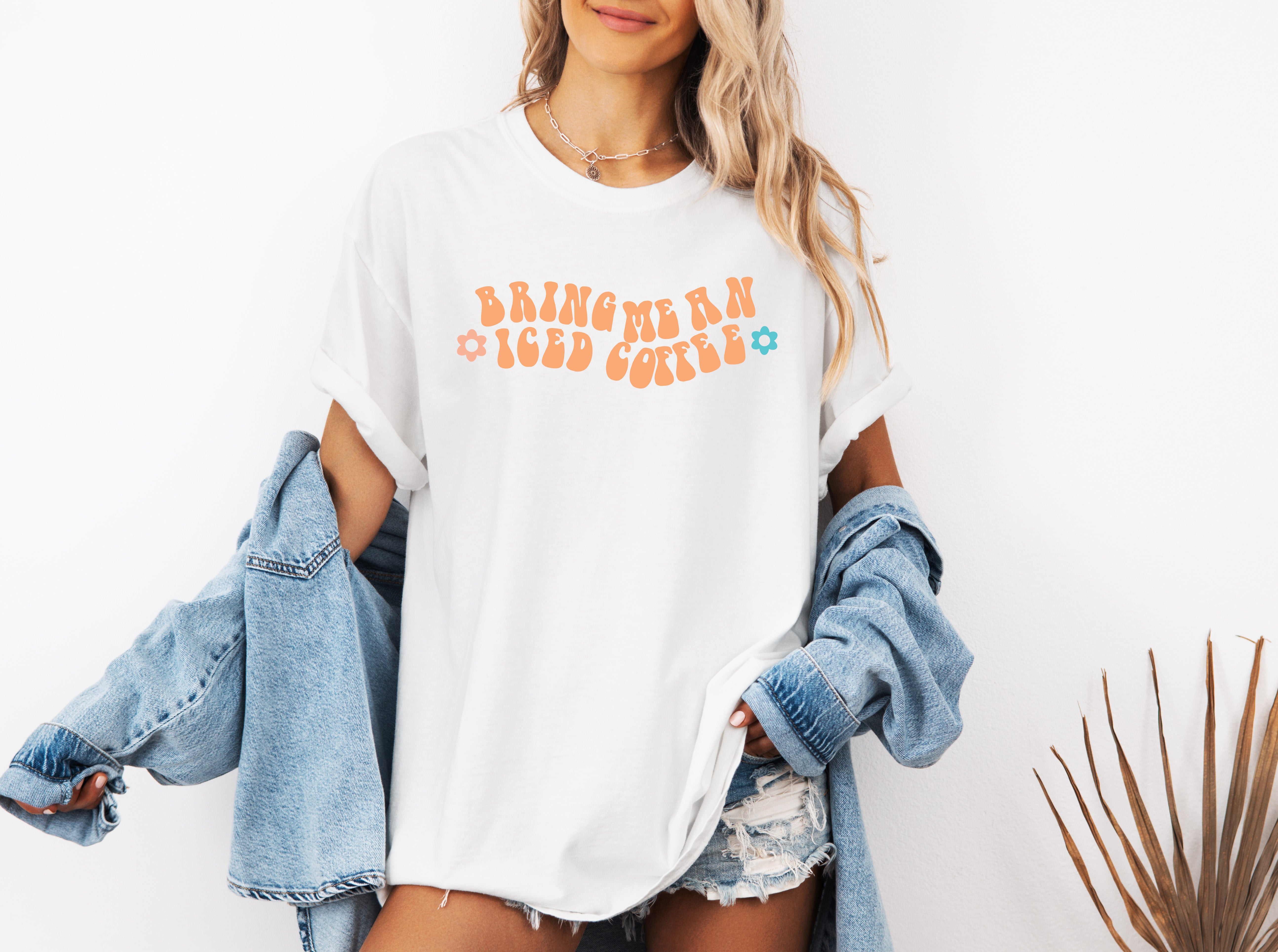 Bring me an Iced Coffee Latte Summer Garment Dyed T Shirt