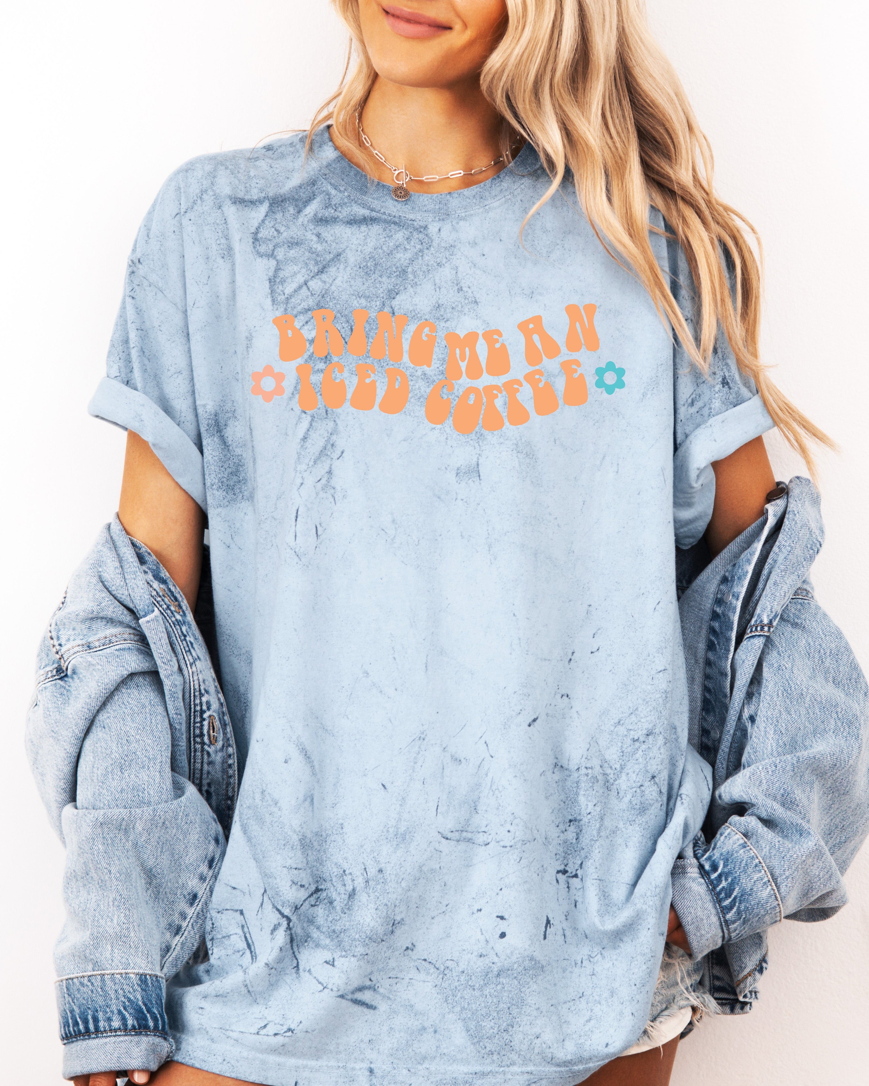 Bring me an Iced Coffee Latte Summer Garment Dyed T Shirt