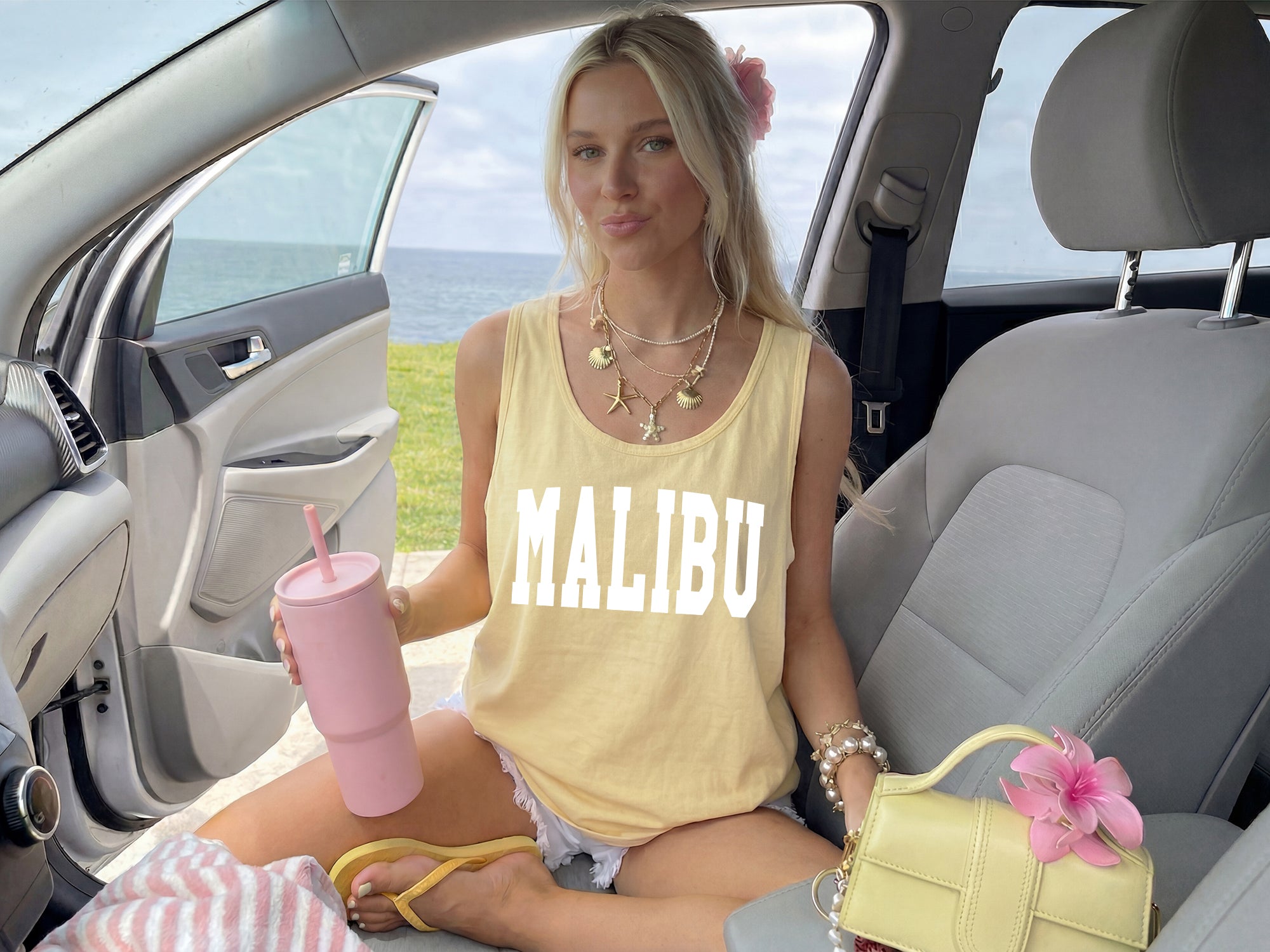 Malibu California State City Comfort Colors Tank Top – USA Travel Vacation Beach Summer