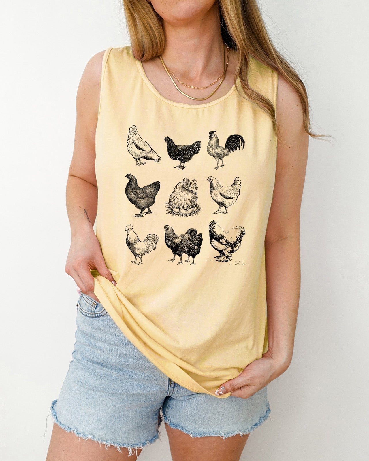 9 chickens Lake Beach Comfort Colors Tank Top – Mountain Hiking Camping Vacation Nature Graphic
