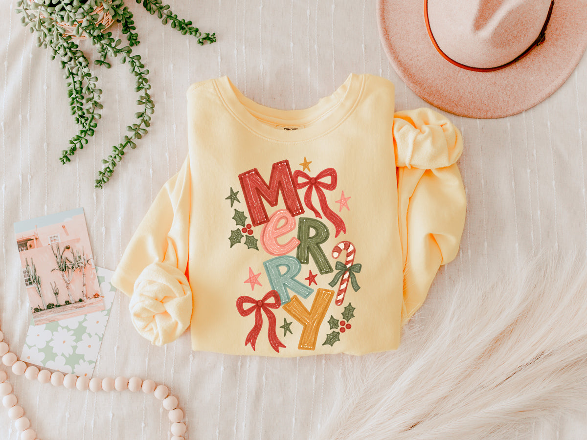 Merry Christmas Season Comfort Colors Sweatshirt