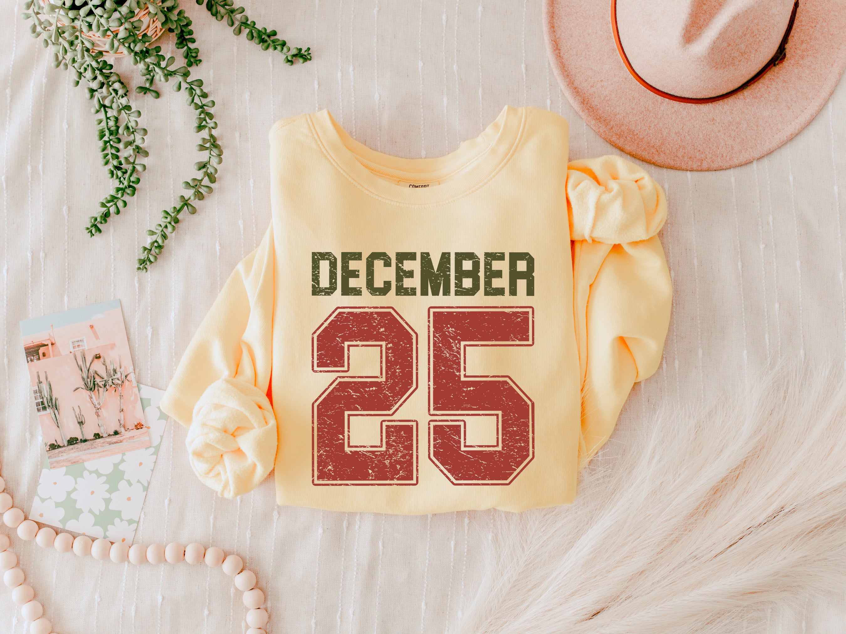 December 25 Merry Christmas Holiday Winter Fall Inspirational Garment Dyed Comfort Colors Sweatshirt