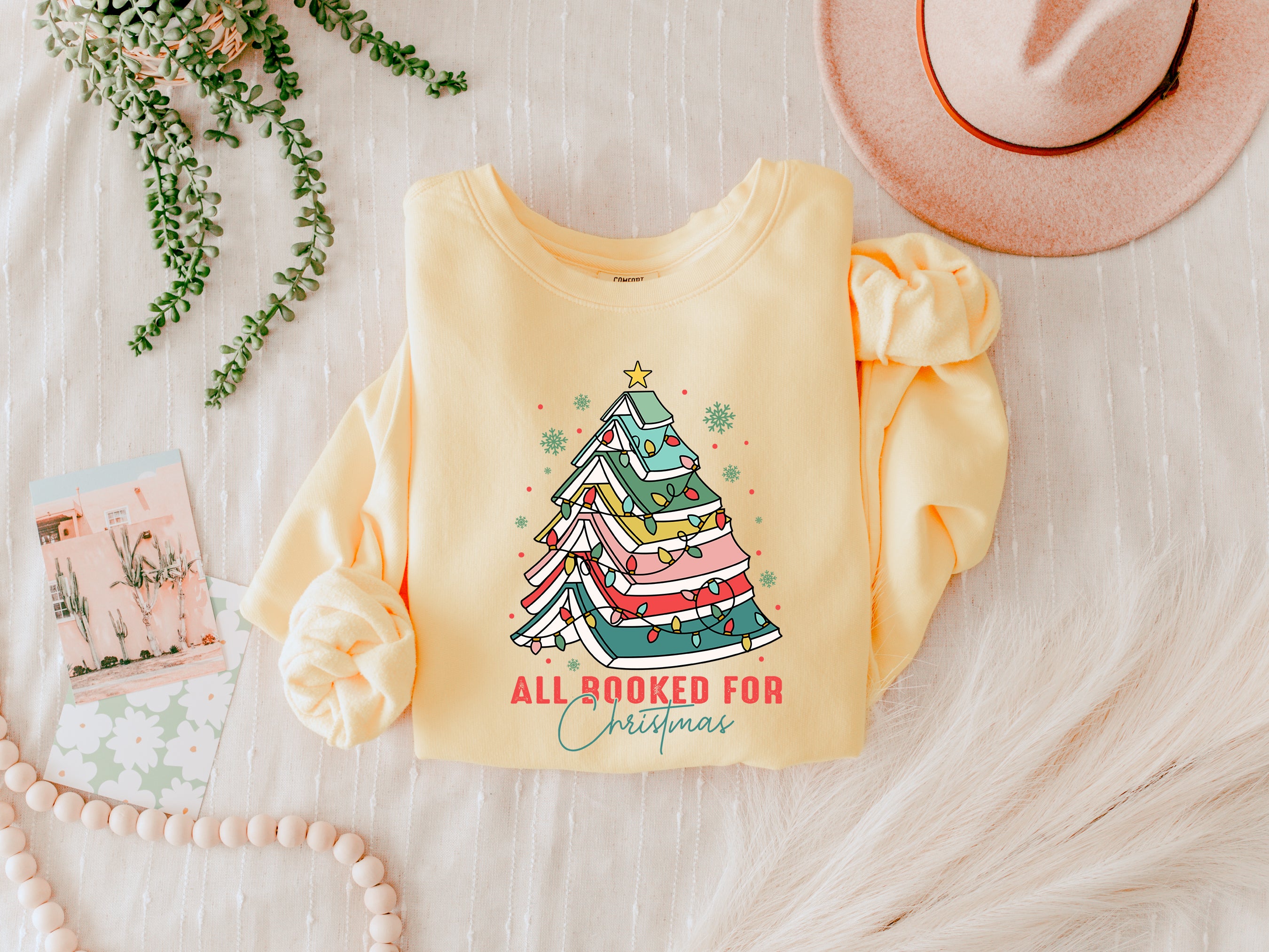 All booked for Christmas Merry Christmas Holiday Winter Fall Inspirational Garment Dyed Comfort Colors Sweatshirt