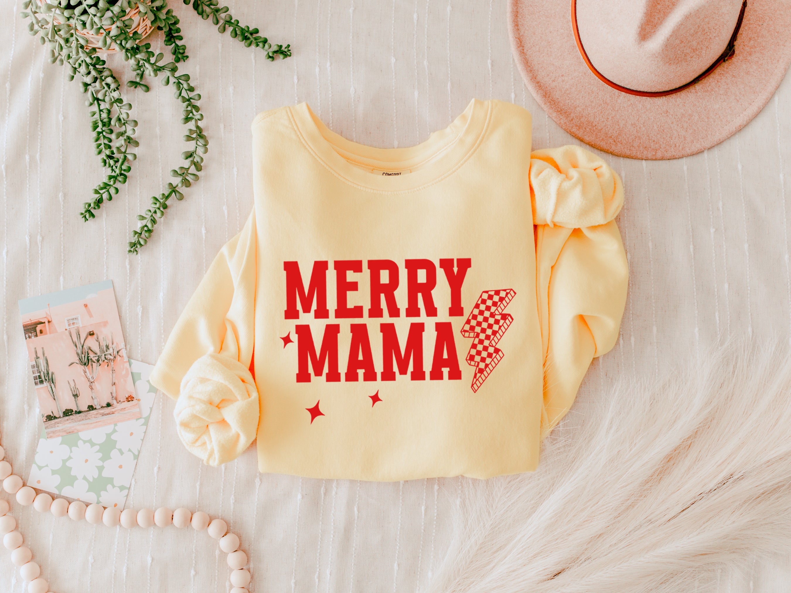 Merry Christmas Mama Winter Holiday Fall Autumn Inspirational Garment Dyed Comfort Colors Sweatshirt