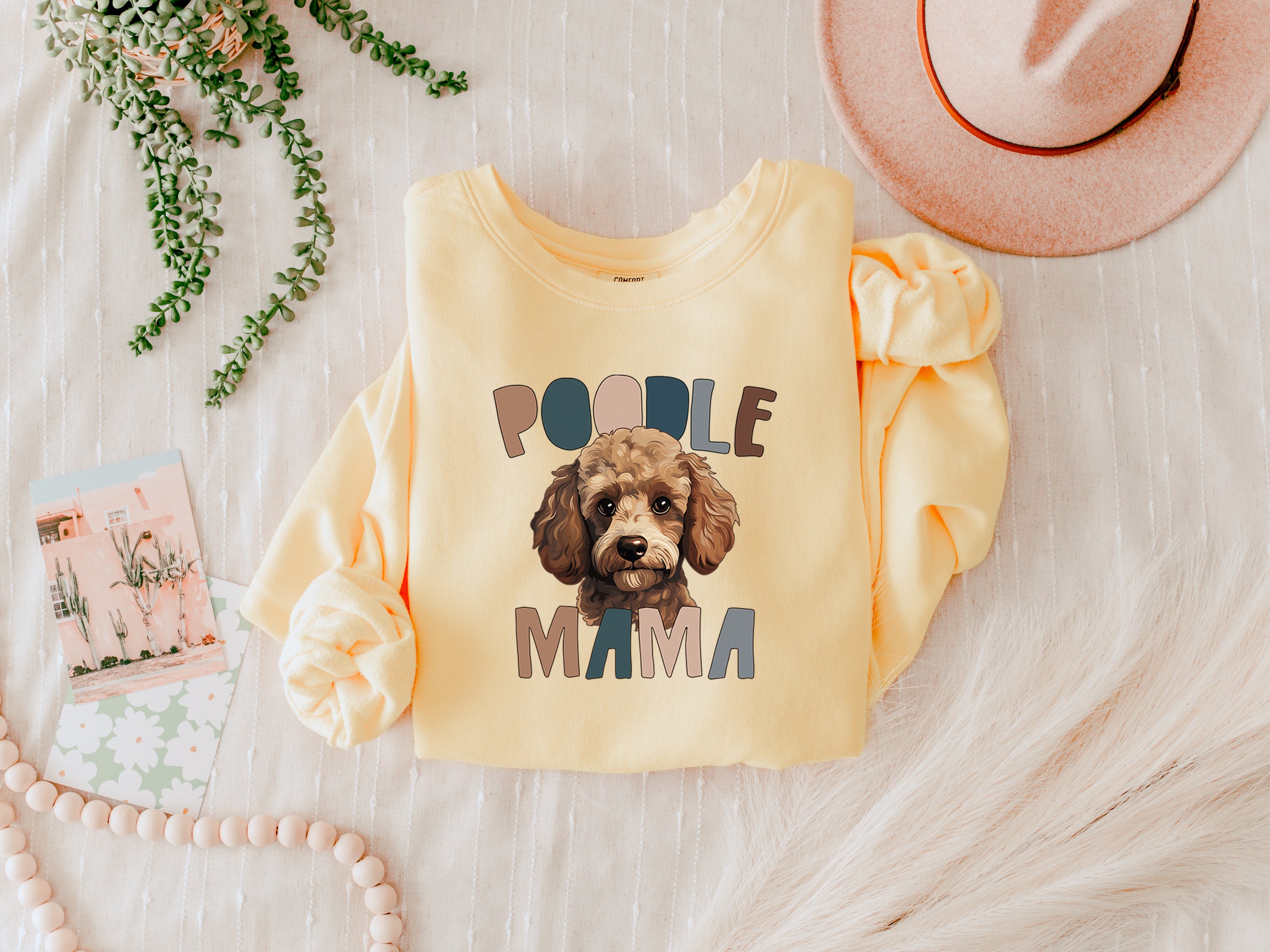 Poodle Dog mom Fall Garment Dyed Comfort Colors Sweatshirt (Color)