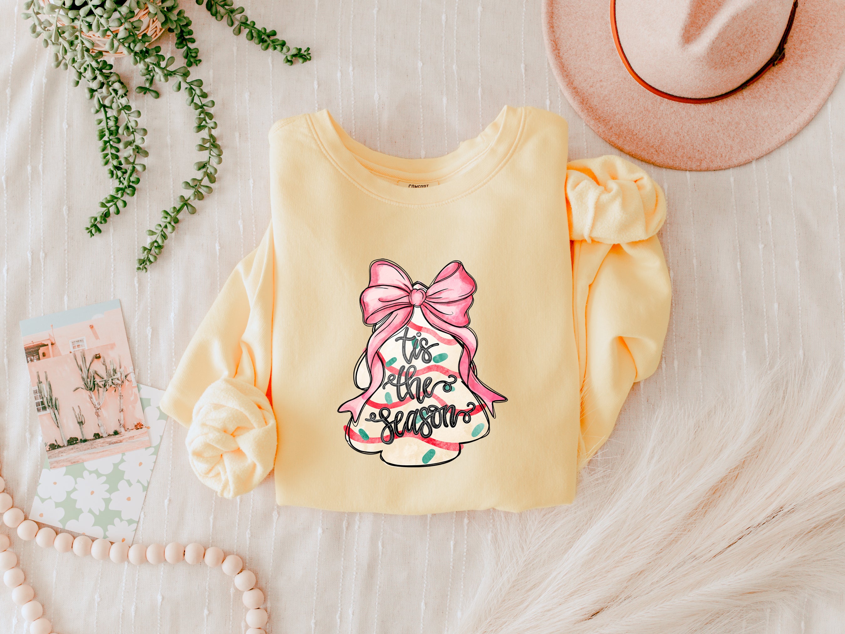 Merry Christmas Tis the Season Holiday Winter Fall Inspirational Garment Dyed Comfort Colors Sweatshirt