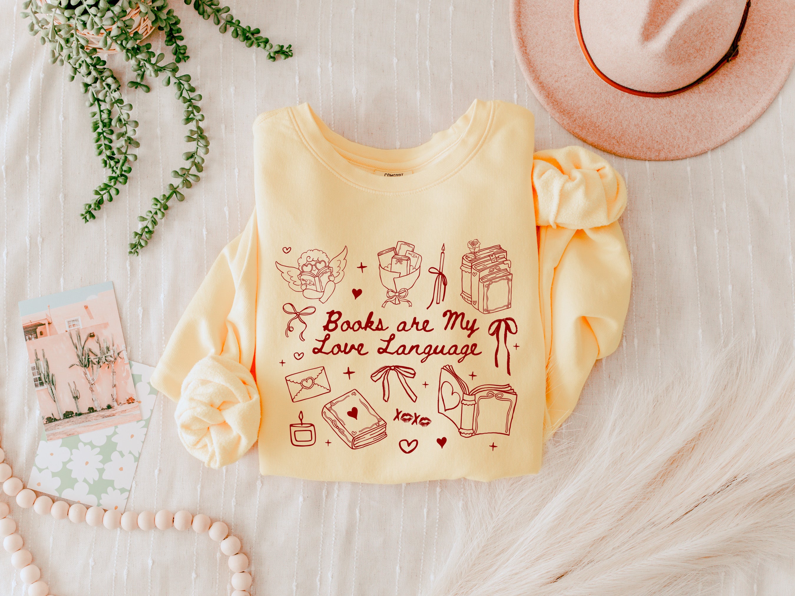 Book Lover Books are my love language Valentine's Day Garment Dyed Comfort Colors Sweatshirt