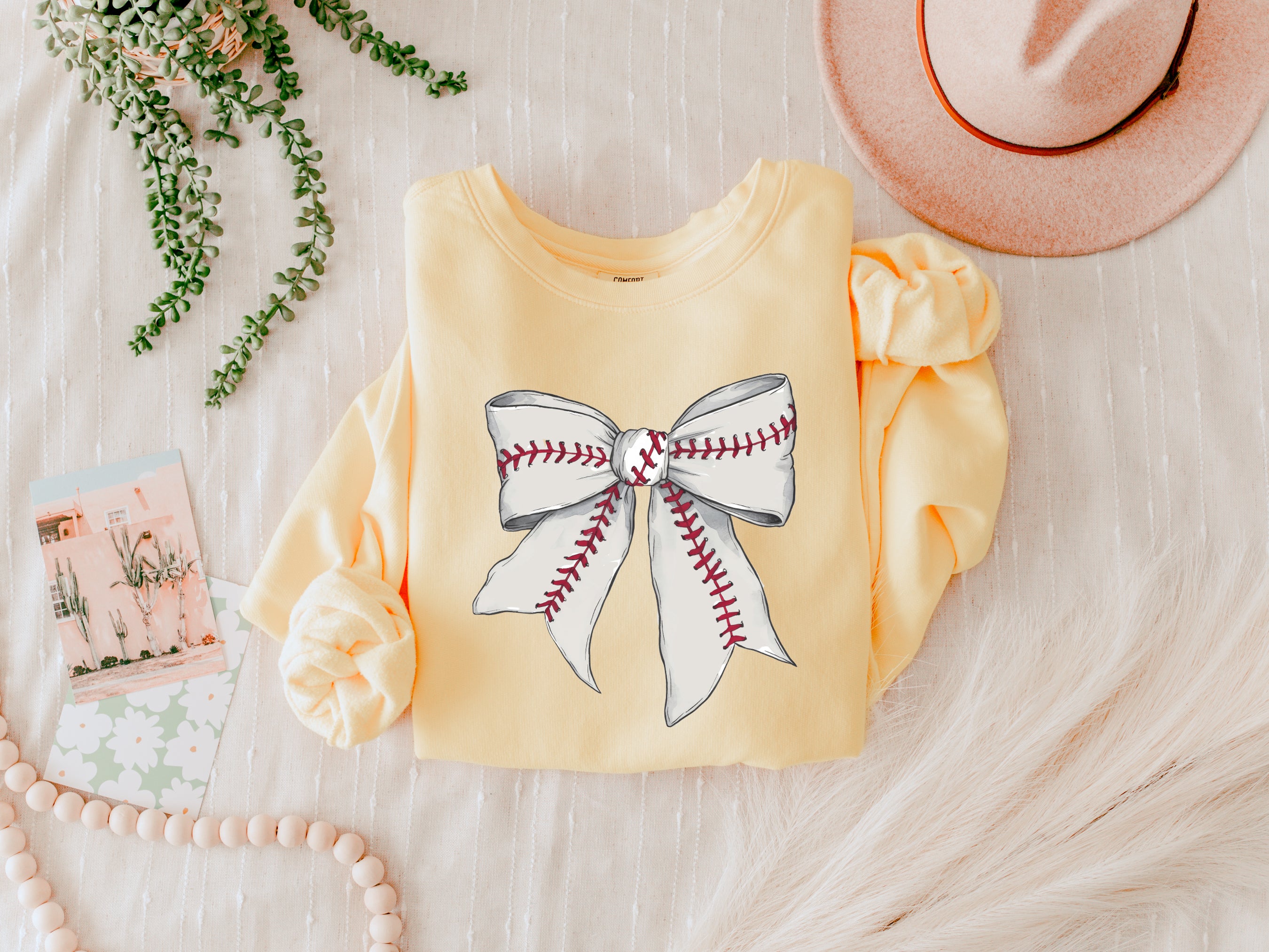 Baseball Mom Baseball Sports Garment Dyed Comfort Colors Sweatshirt (Ribbon)