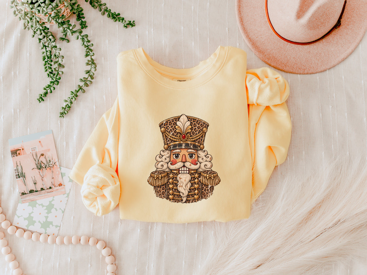 Merry Christmas Leopard Nutcracker Season Comfort Colors Sweatshirt