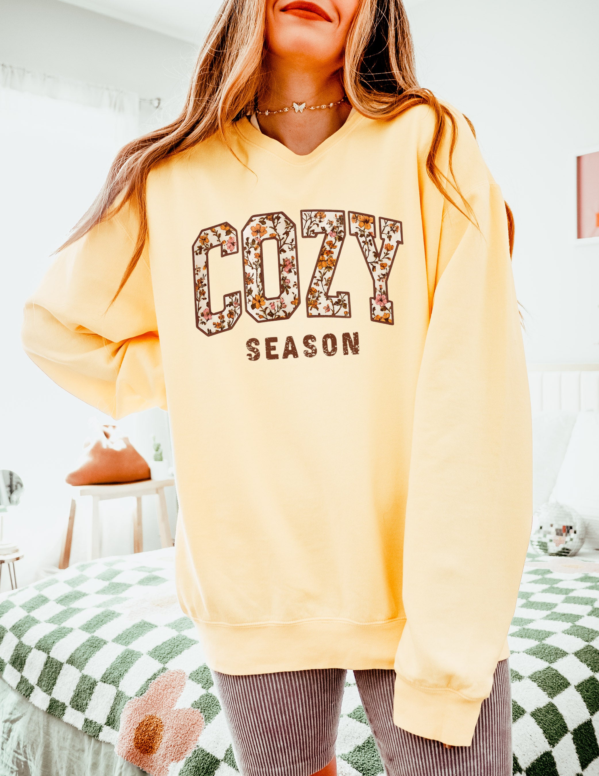 Cozy Season Fall Autumn Pumpkin Thanksgiving day Inspirational Garment Dyed Comfort Colors Sweatshirt