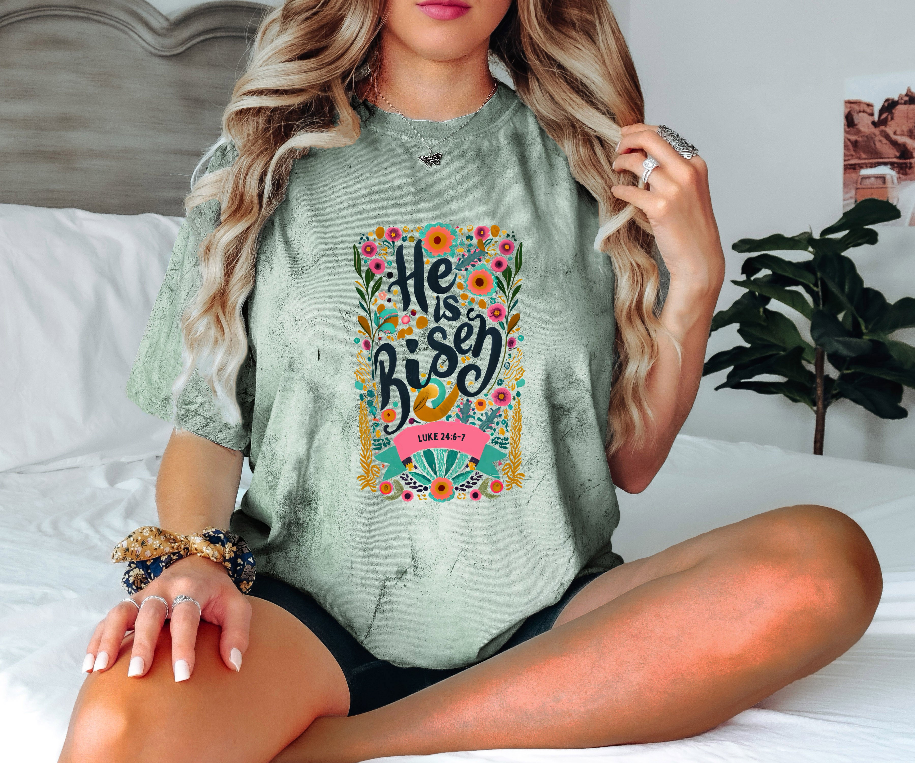 He is Risen Comfort Colors Garment Dyed Christian T Shirt (color)
