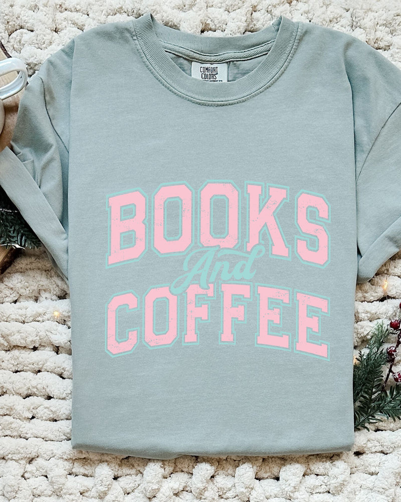Books and Coffee Comfort Colors Garment Dyed T Shirt