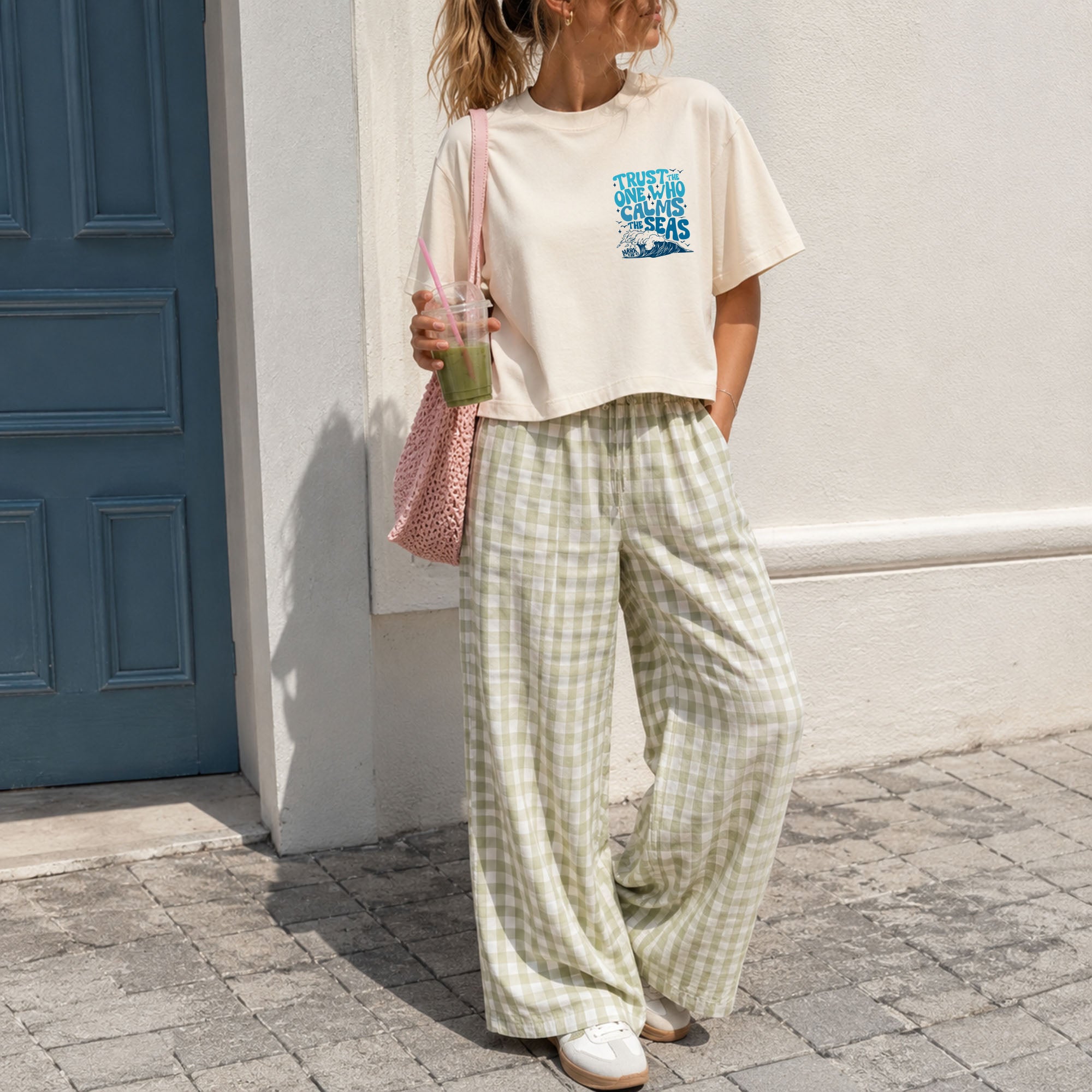 Christian Trust the one Who calms the Sea Mark Bible Garment Dyed Women’s Cropped T-Shirt Comfort Colors