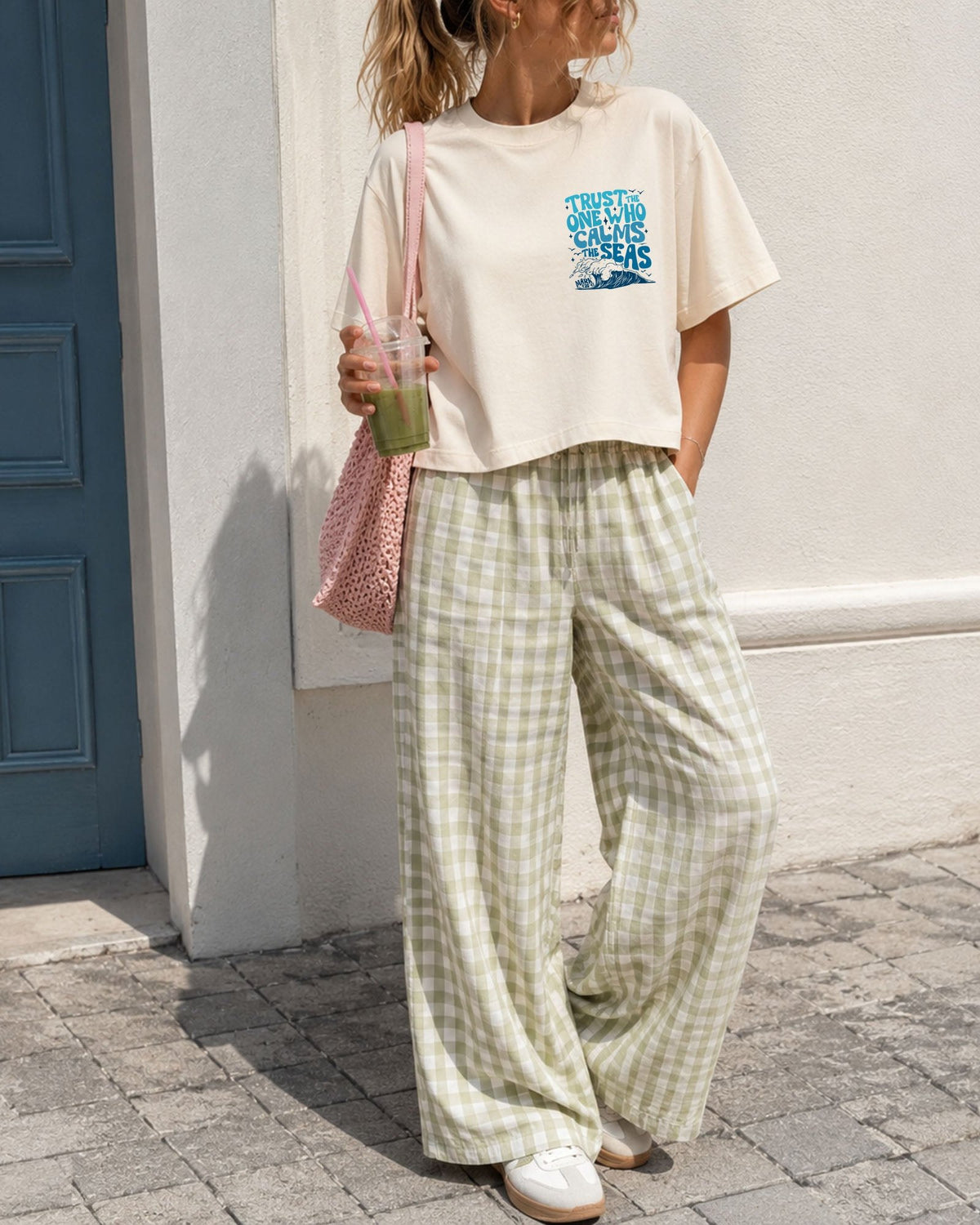 Trust The One Who Calms The Sea Christian Cropped Comfort Colors Tee for Women