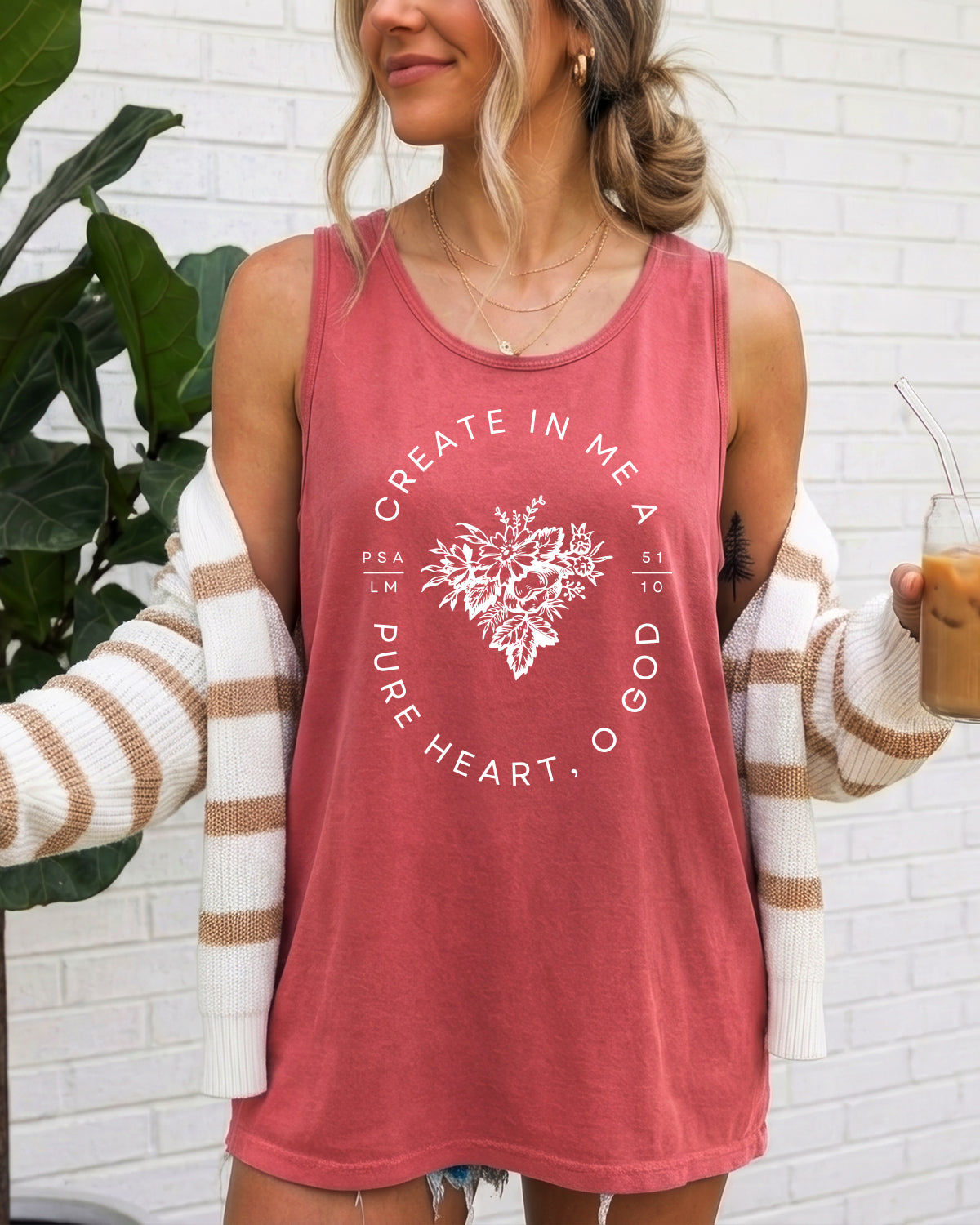 Create in me a pure heart Christian Comfort Colors Tank Top Faith Bible Jesus