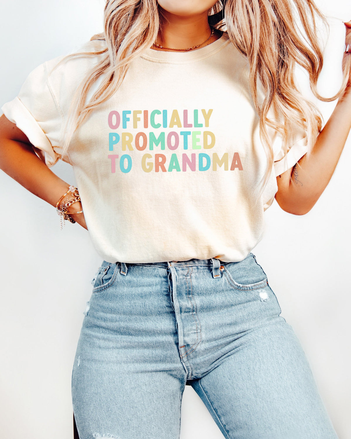Officially Promoted To Grandma Comfort Colors T-Shirt, Pregnancy Announcement Gift
