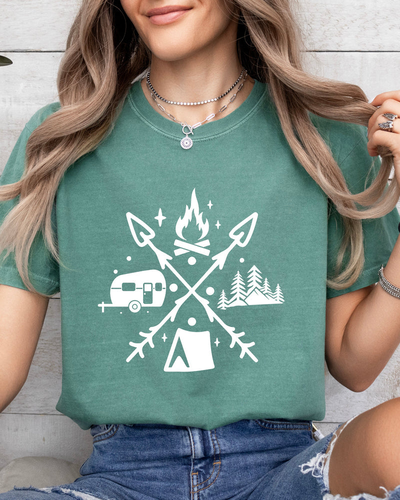Camping Hiking Comfort Colors T Shirt (X shape)