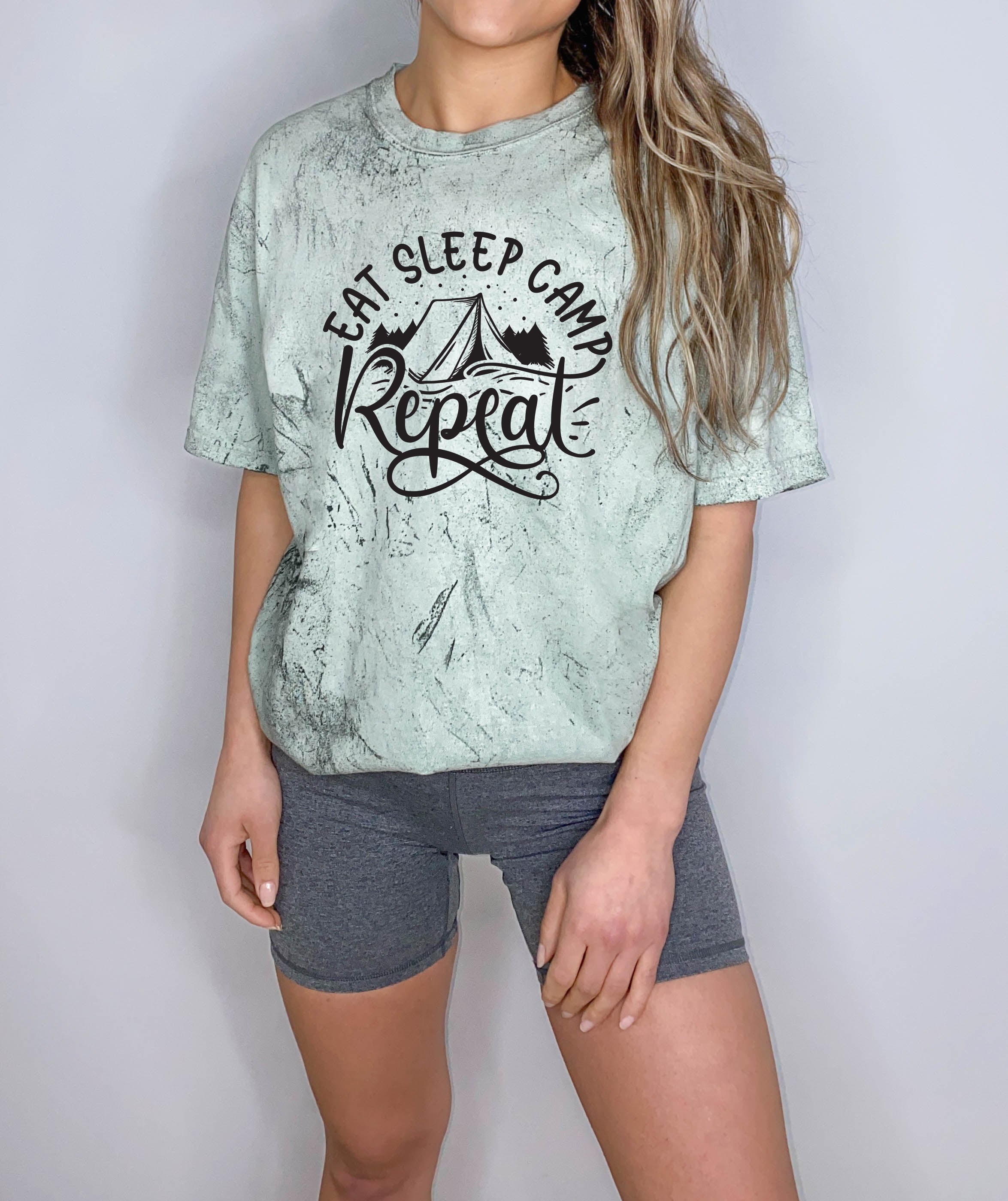 Camping Hiking Mountain Nature Garment Dyed T Shirt