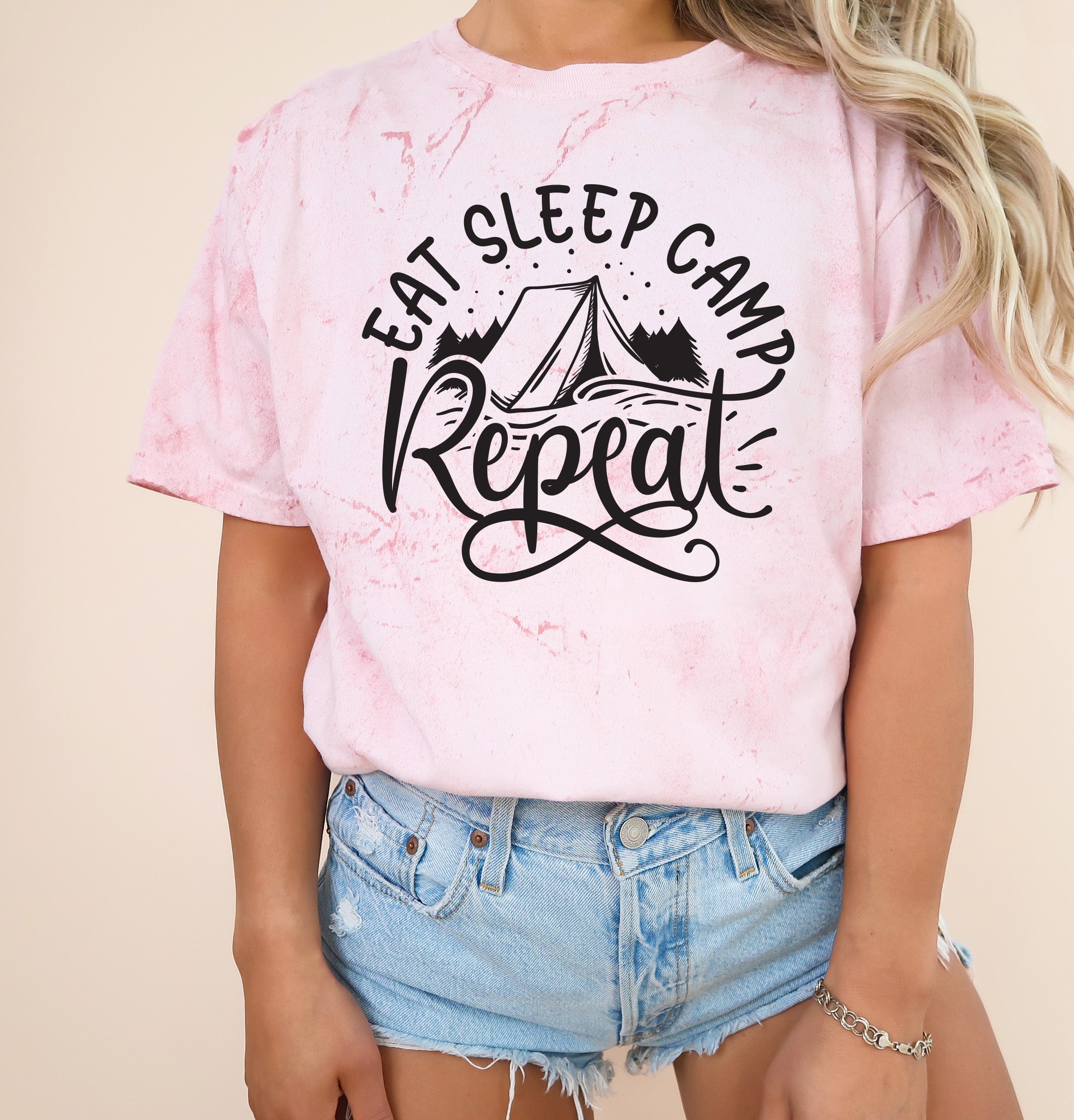 Camping Hiking Mountain Nature Garment Dyed T Shirt