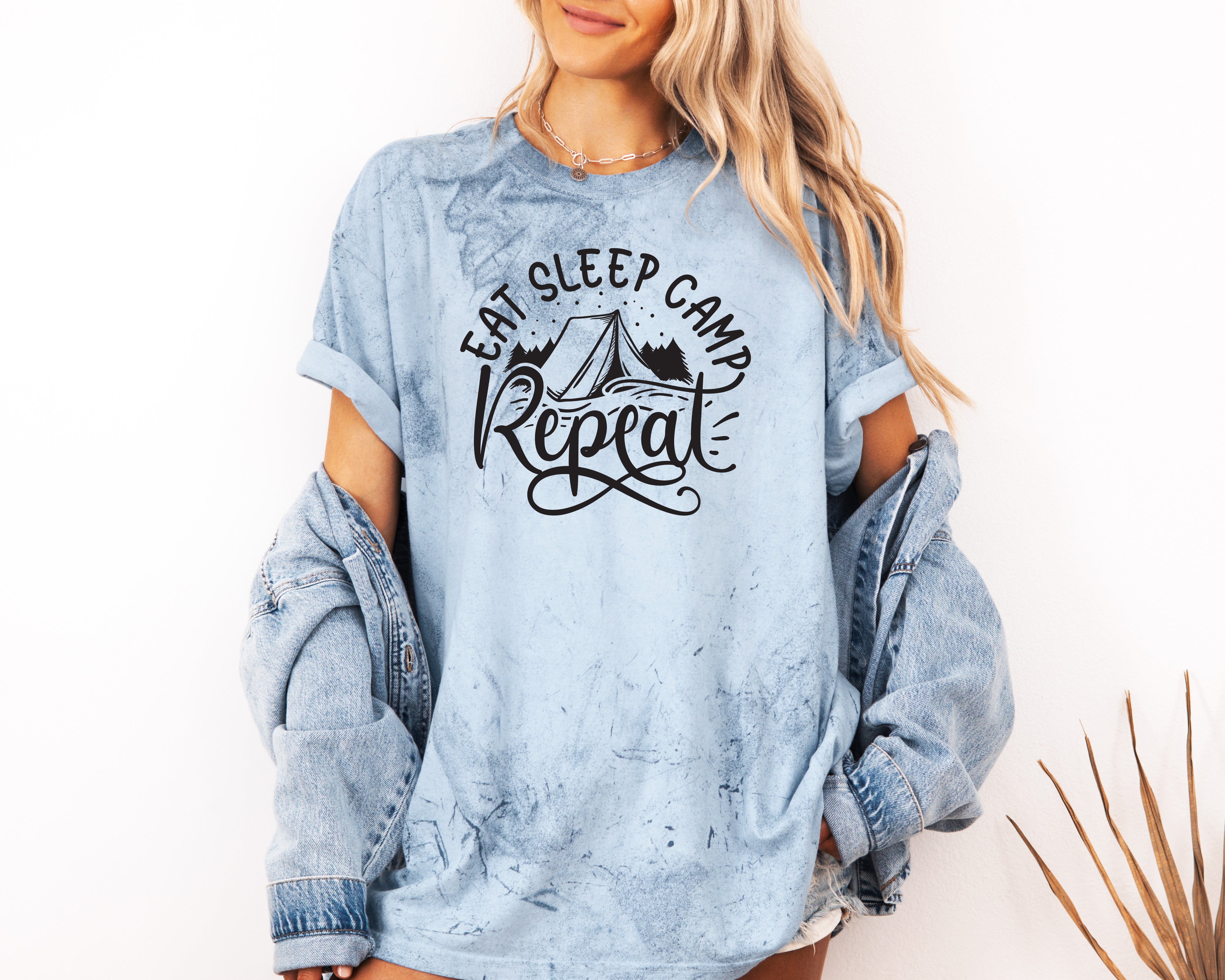 Camping Hiking Mountain Nature Garment Dyed T Shirt