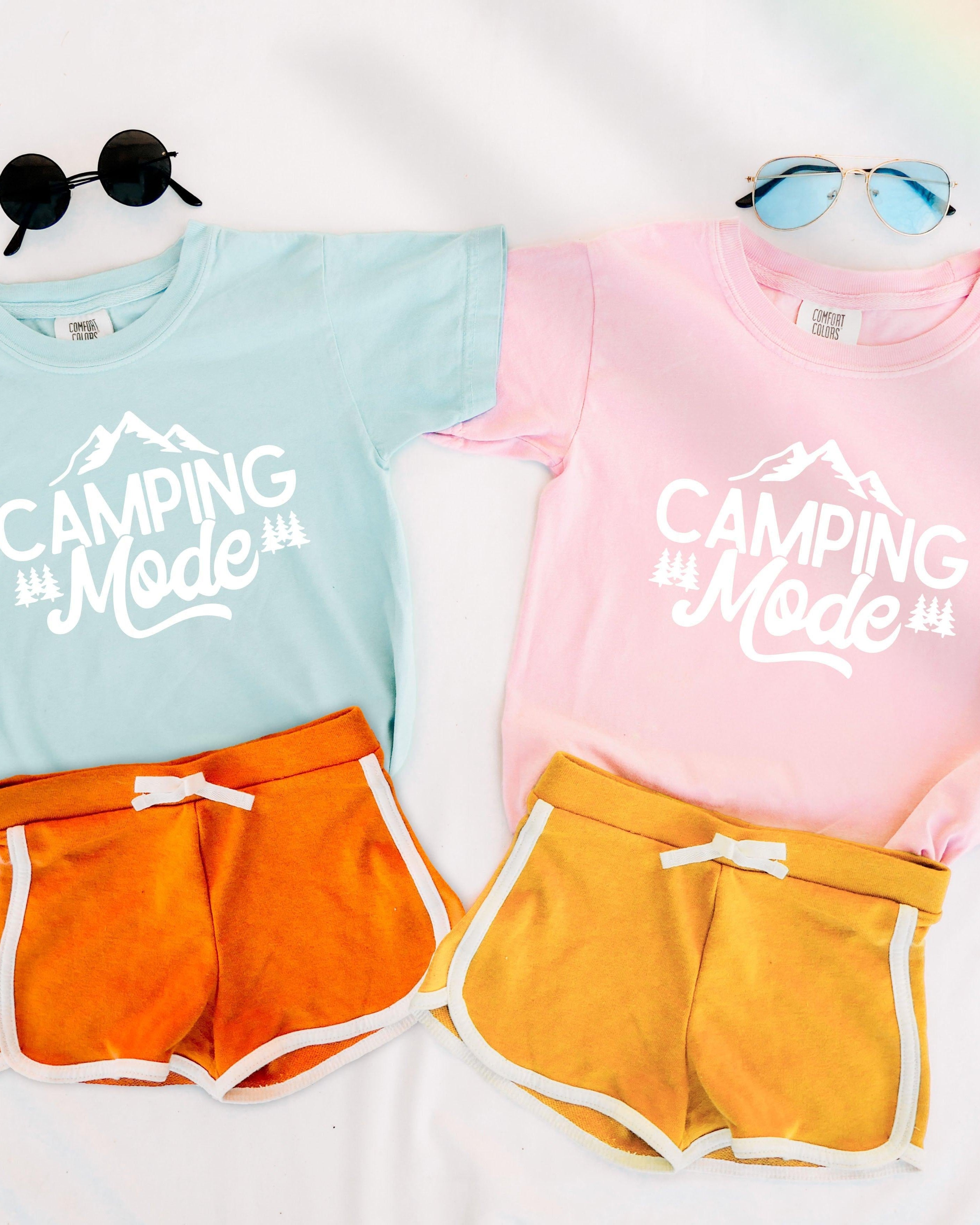 Camping Mode Nature Camping Hiking Garment Dyed Kids Youth Shirt