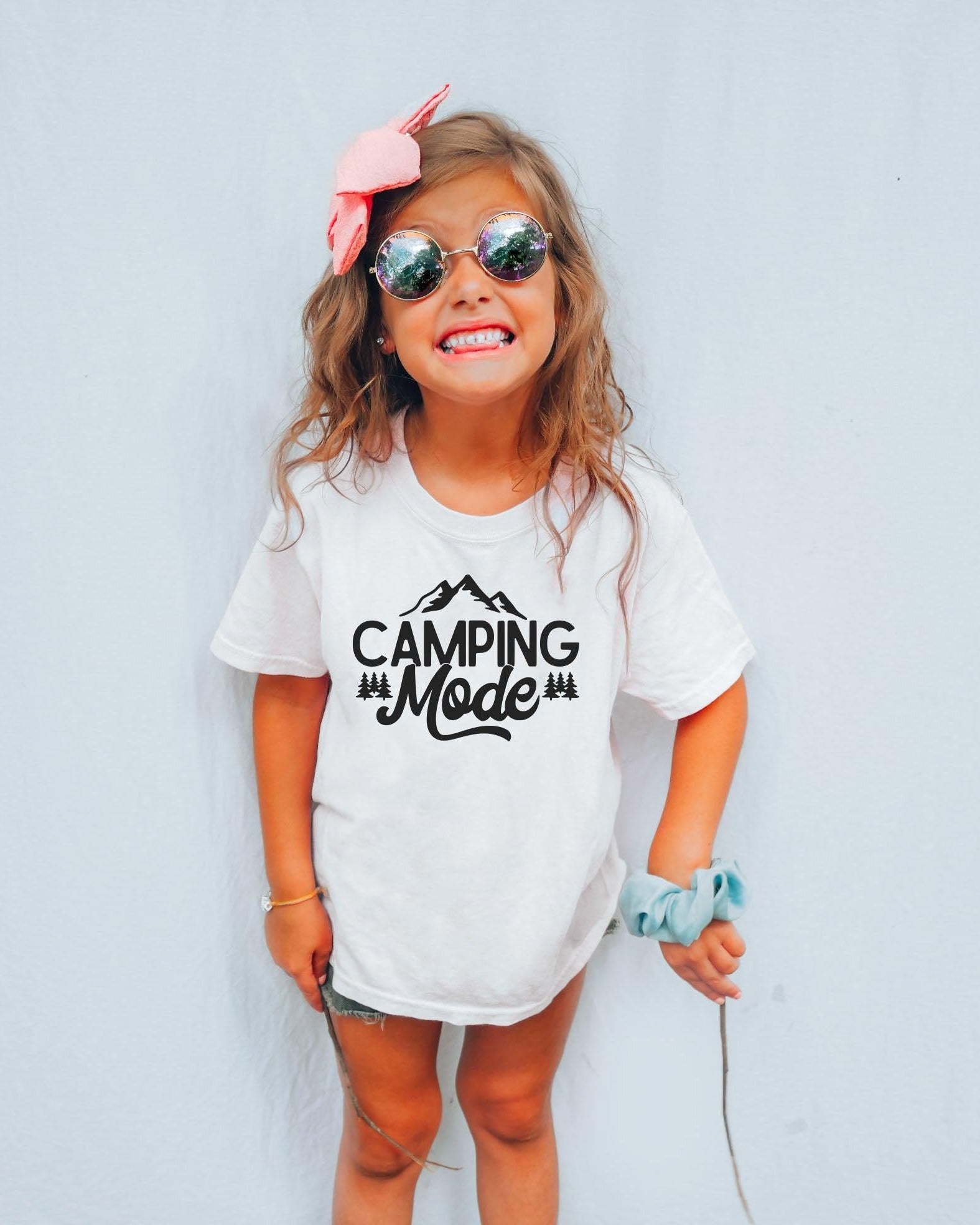 Camping Mode Nature Camping Hiking Garment Dyed Kids Youth Shirt