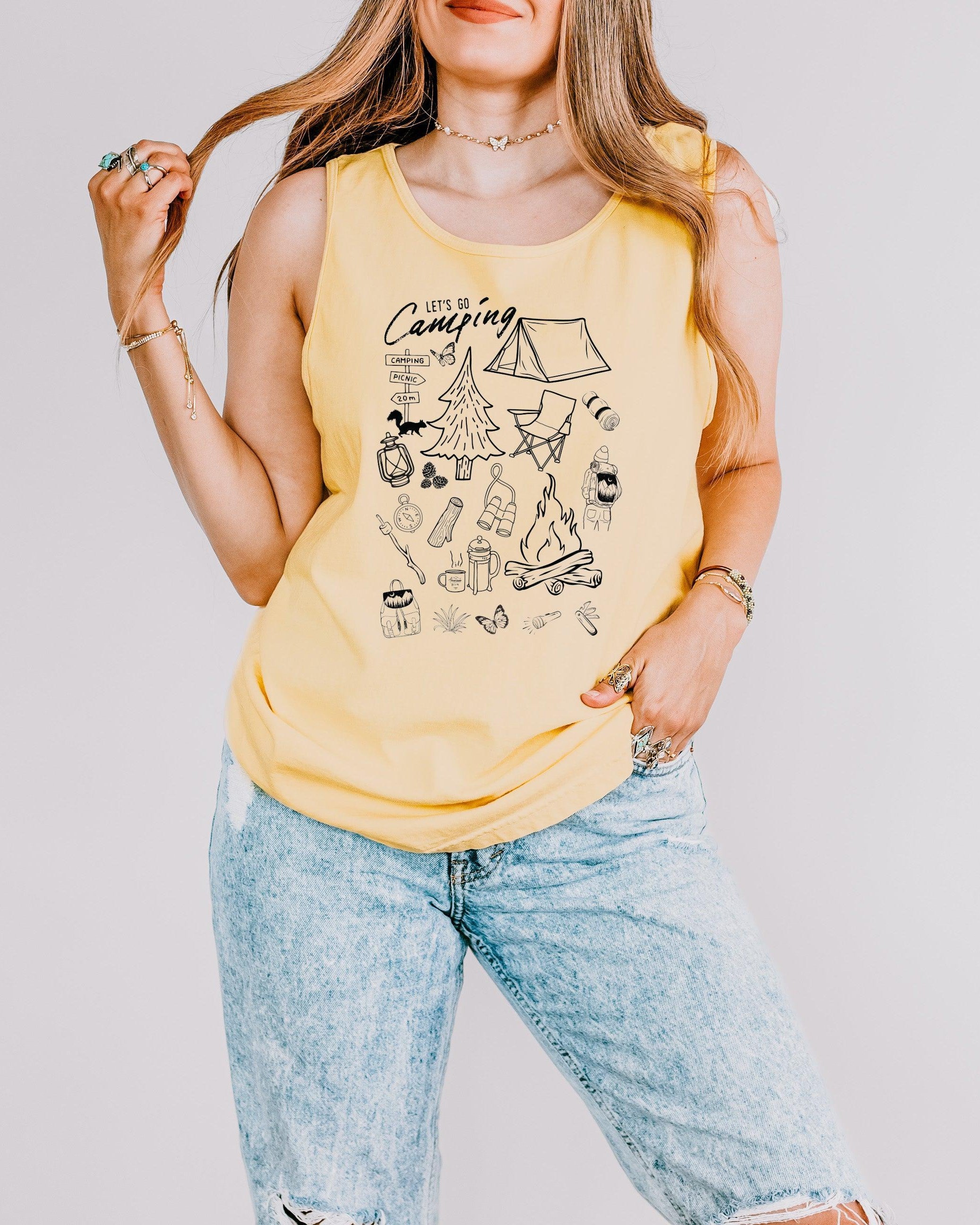 Camping Mountain Hiking Nature Comfort Colors Tank Top (sketches)