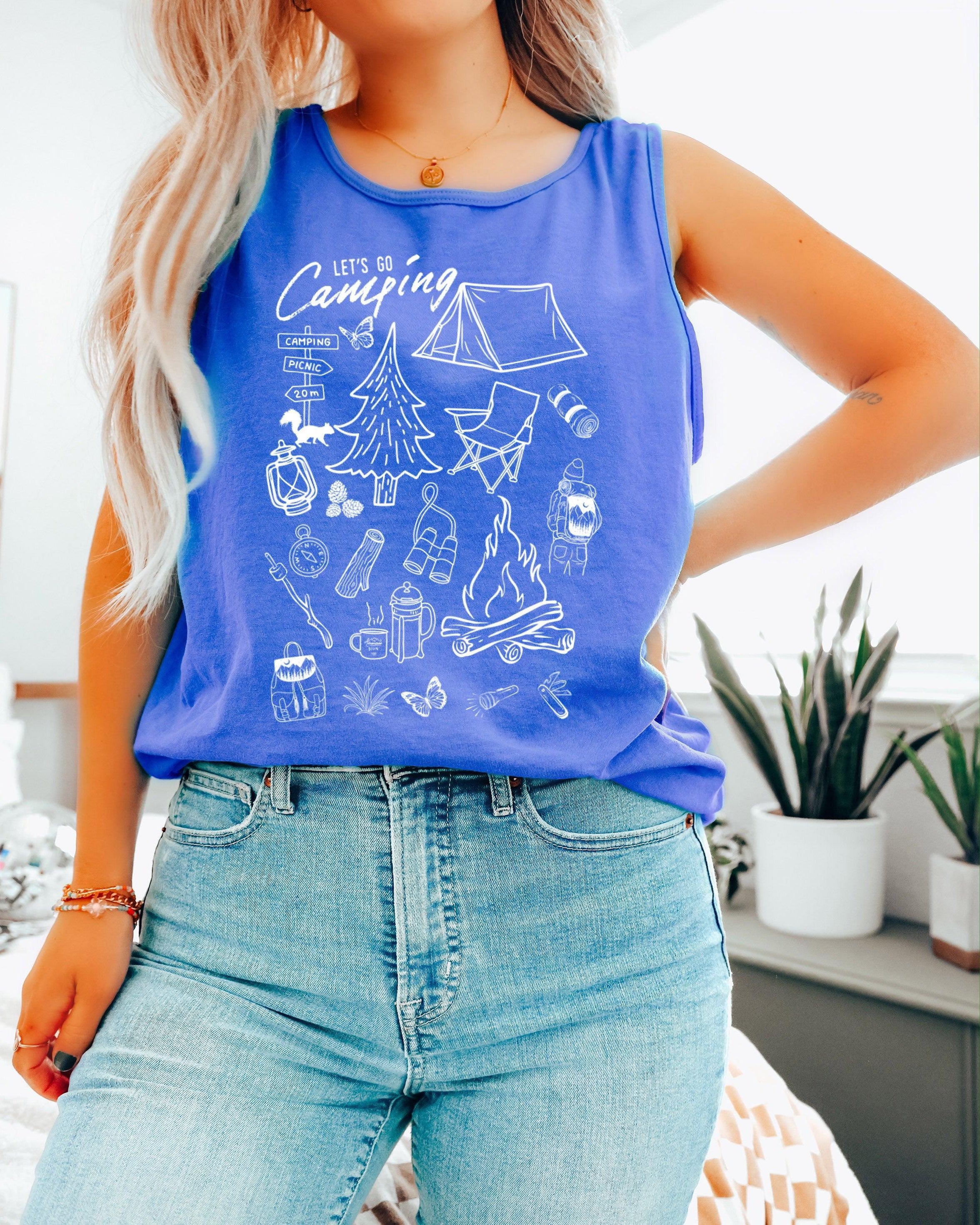 Camping Mountain Hiking Nature Comfort Colors Tank Top (sketches)