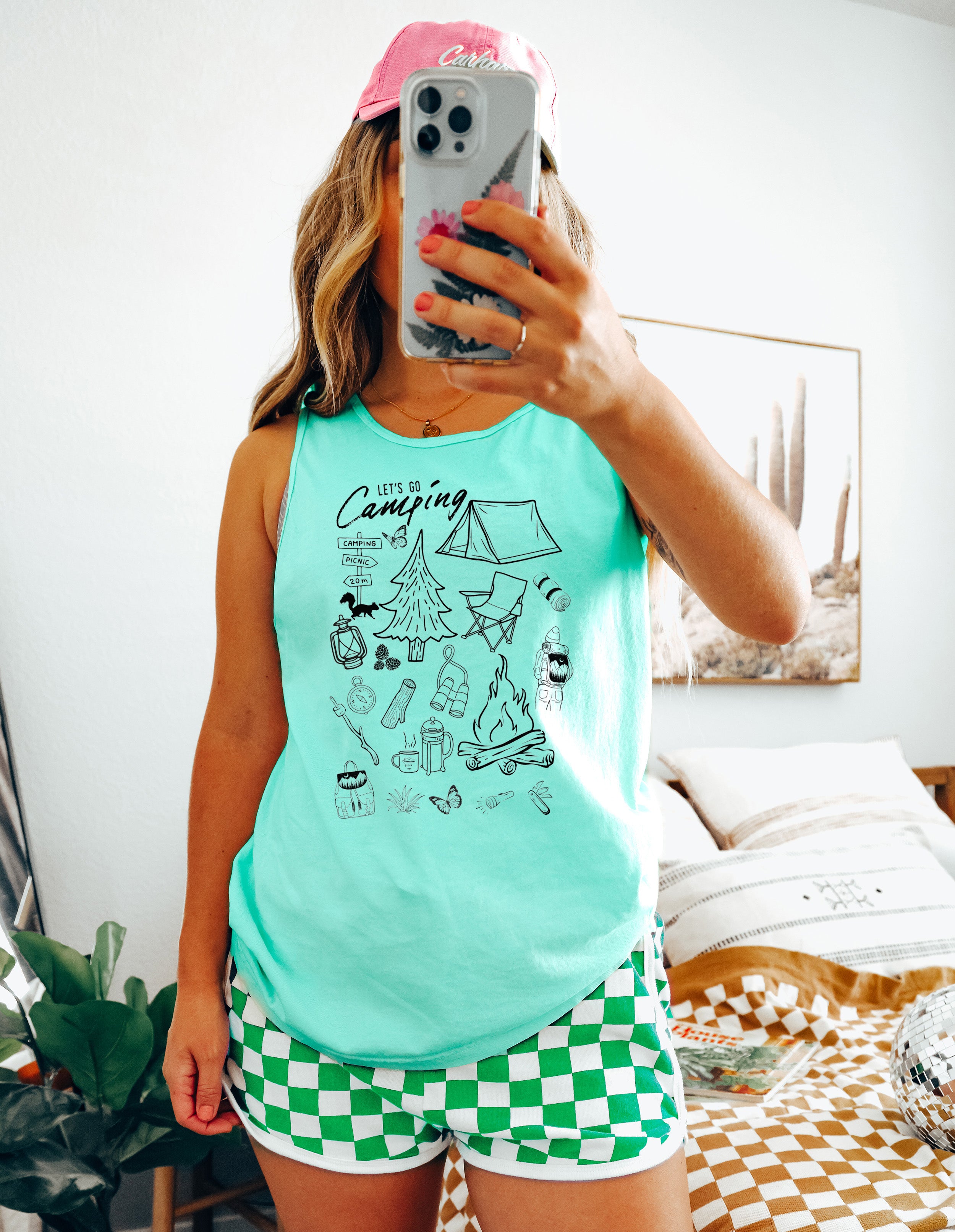 Camping Mountain Hiking Nature Comfort Colors Tank Top (sketches)