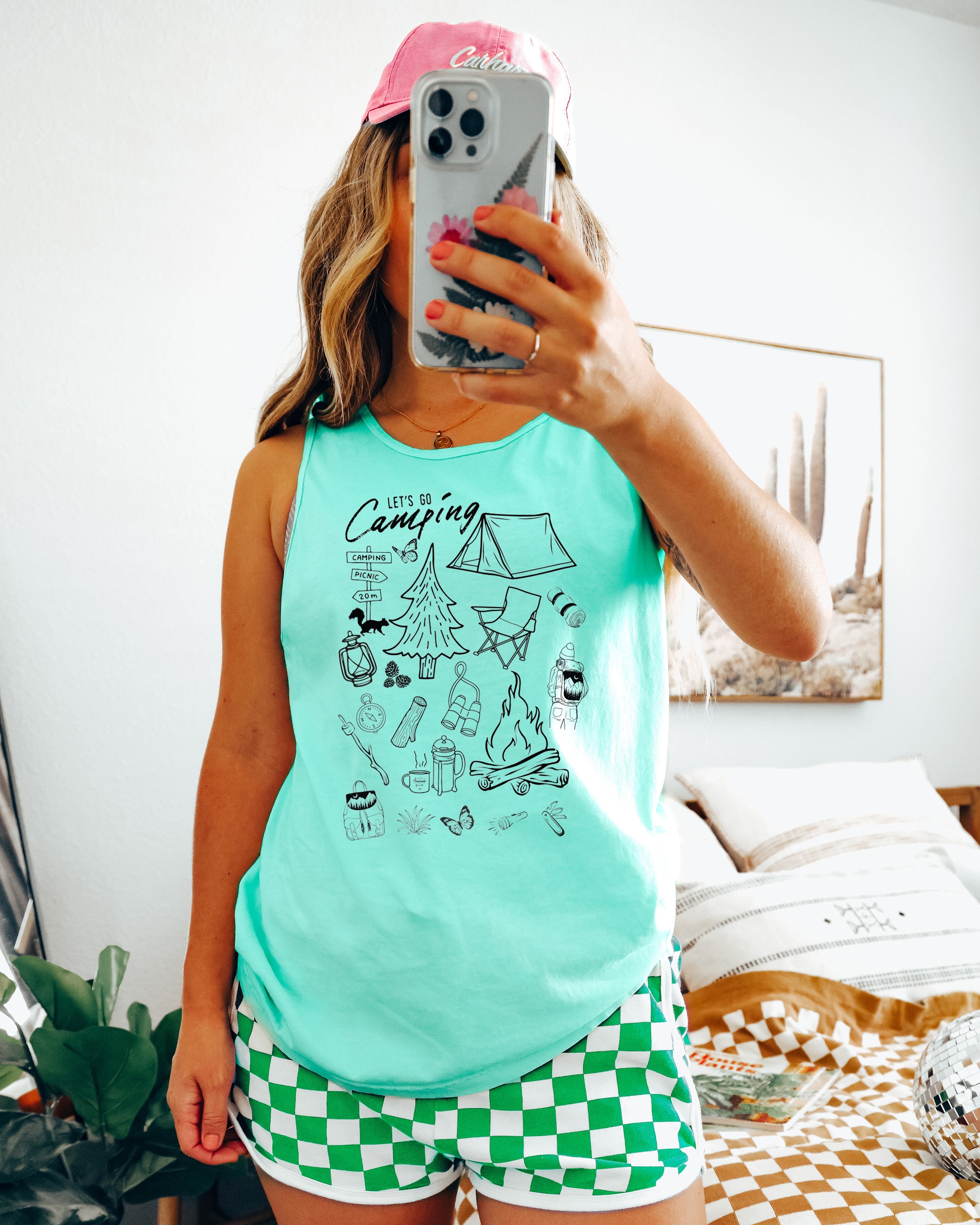 Camping Mountain Hiking Nature Comfort Colors Tank Top (sketches)