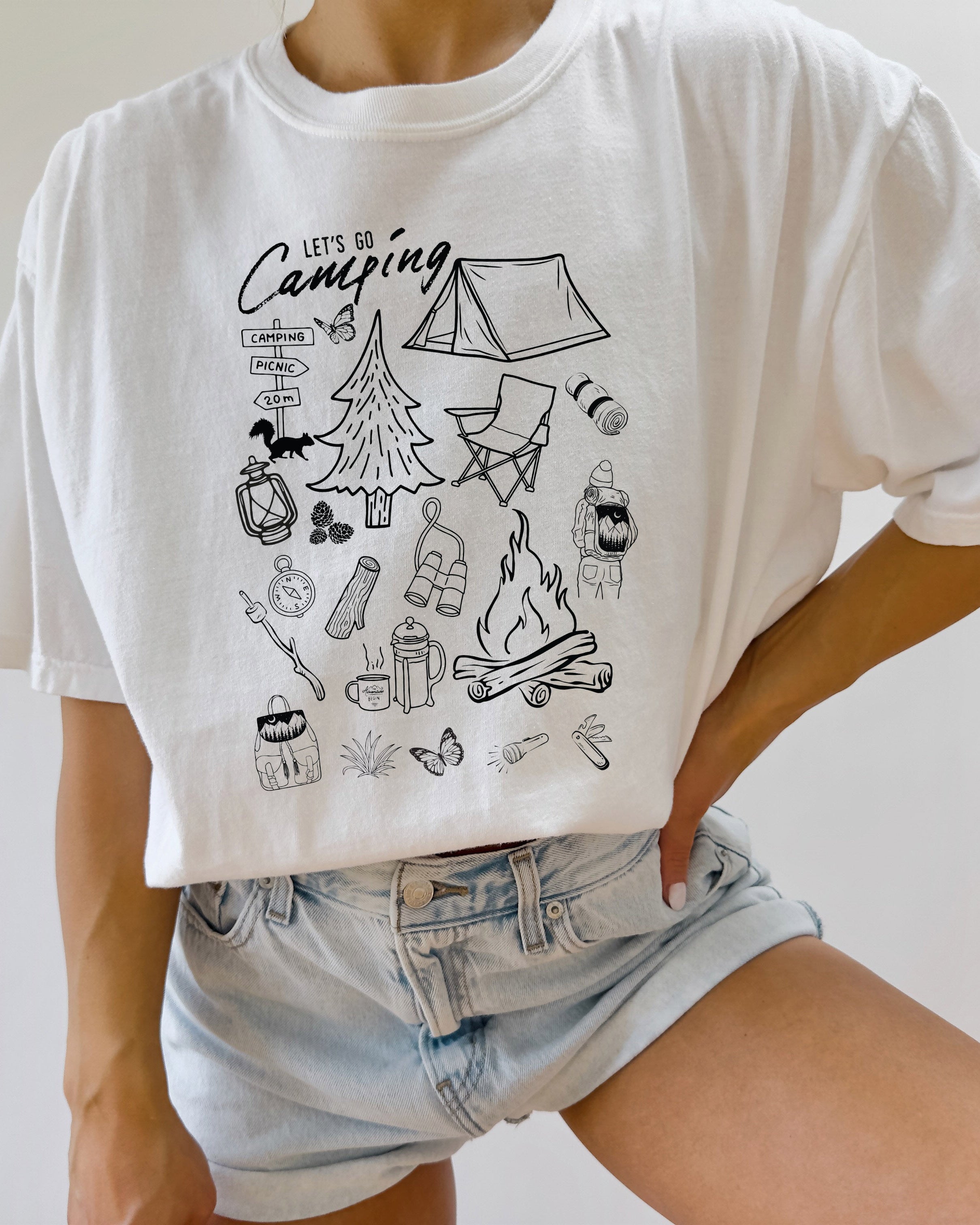 Camping Sketch Nature Camping Hiking Garment Dyed Shirt