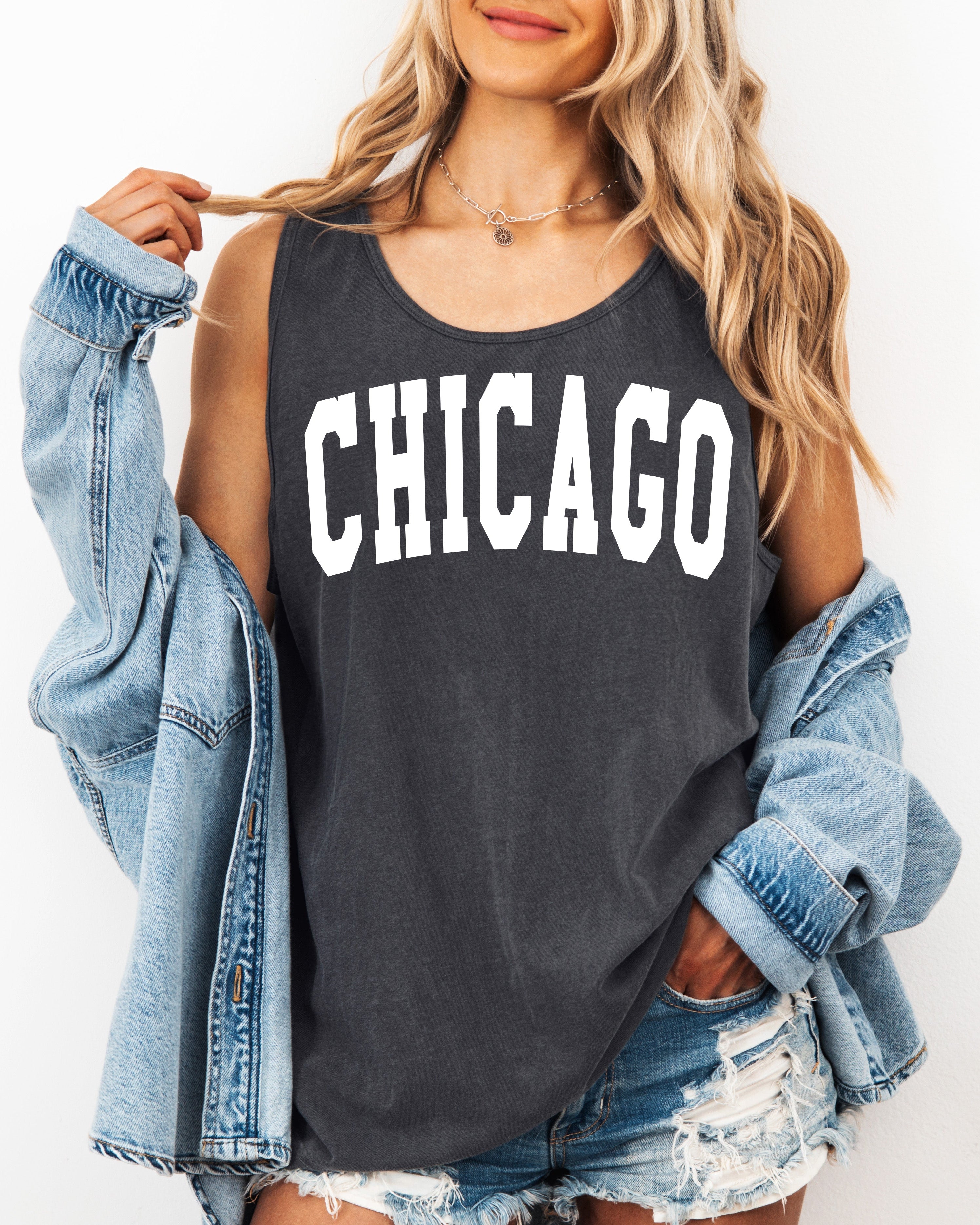 Chicago California State City Comfort Colors Tank Top (Condensed)