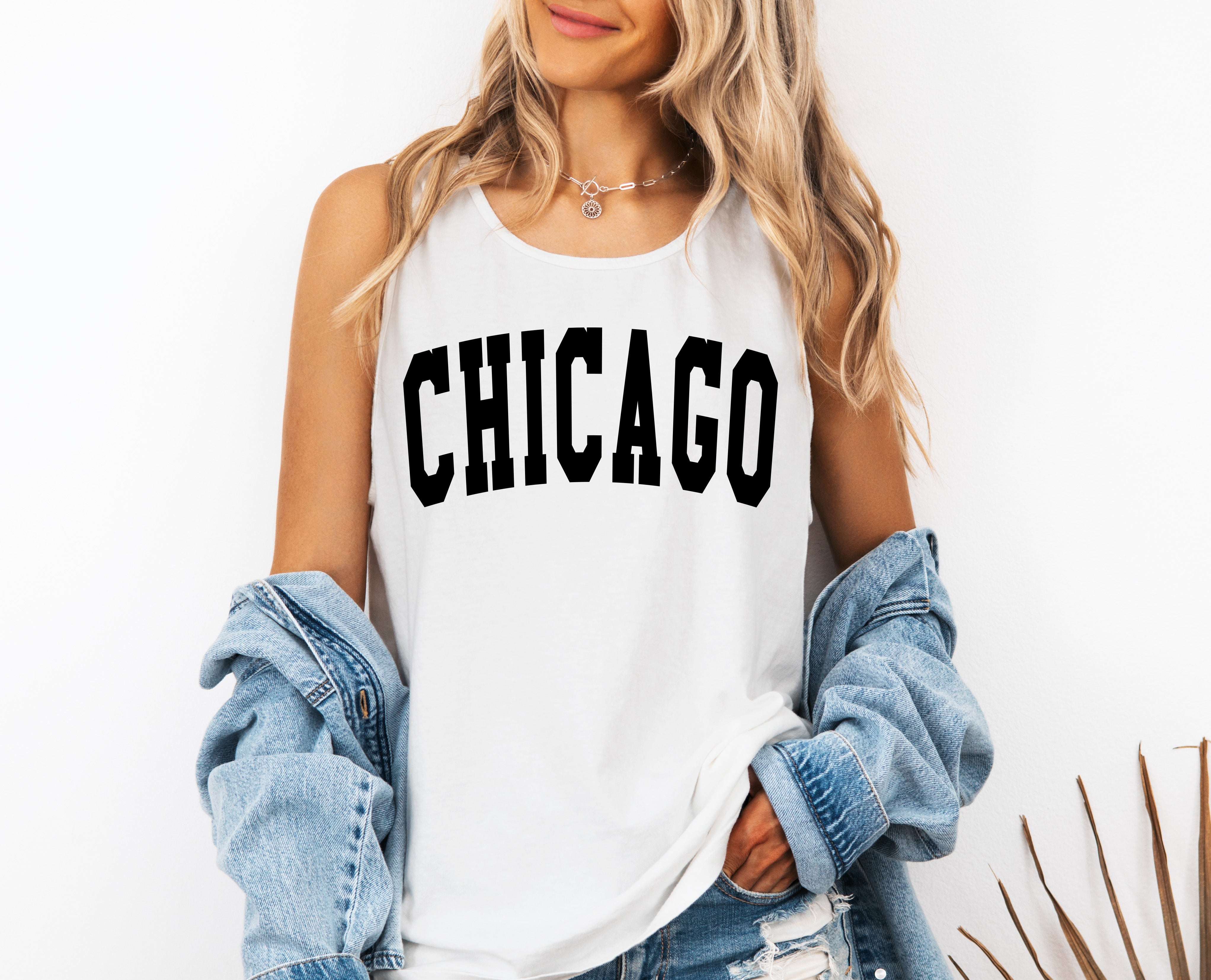 Chicago California State City Comfort Colors Tank Top (Condensed)