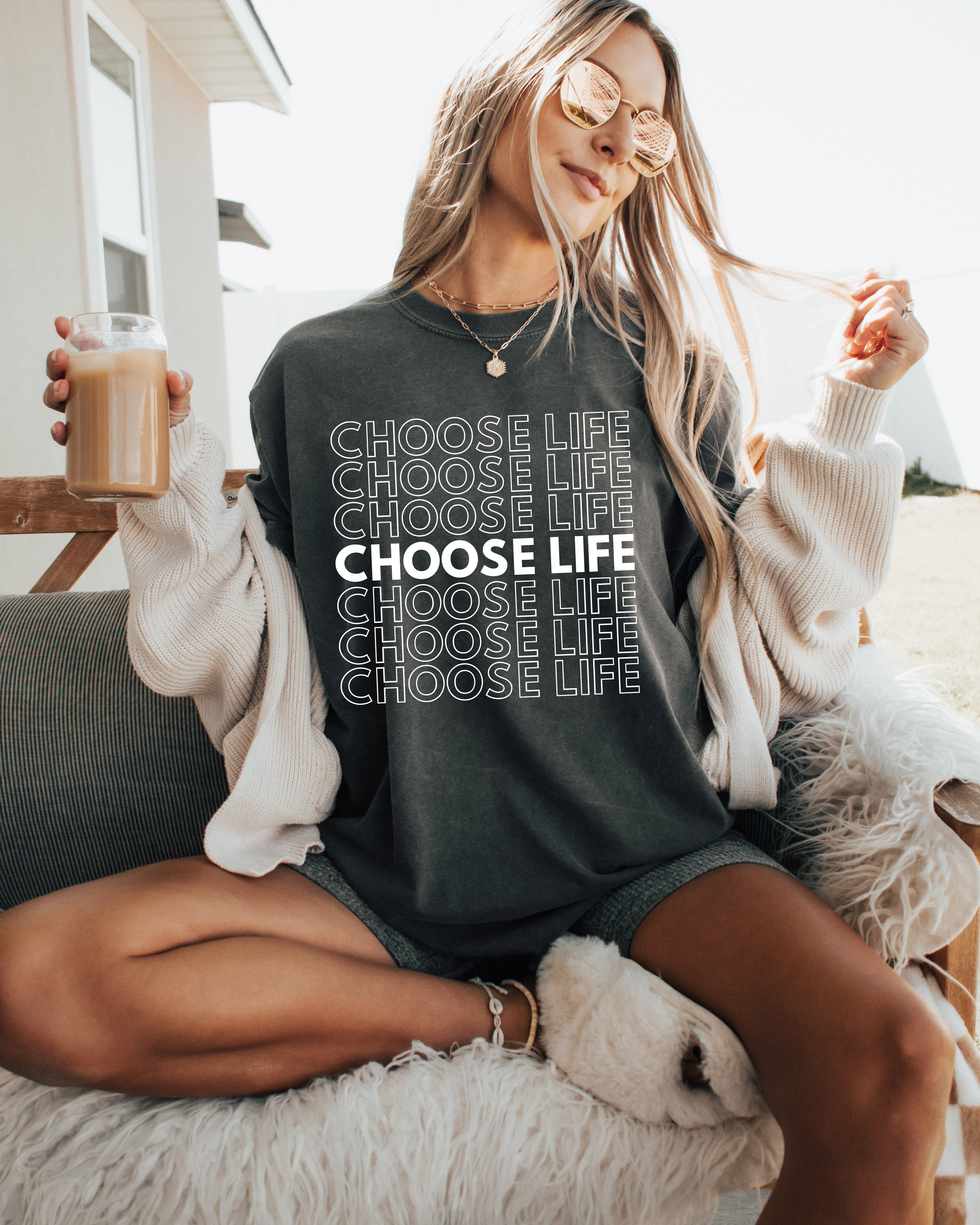 Choose Life Christian Comfort Colors Garment Dyed Christian T Shirt (Repeat)