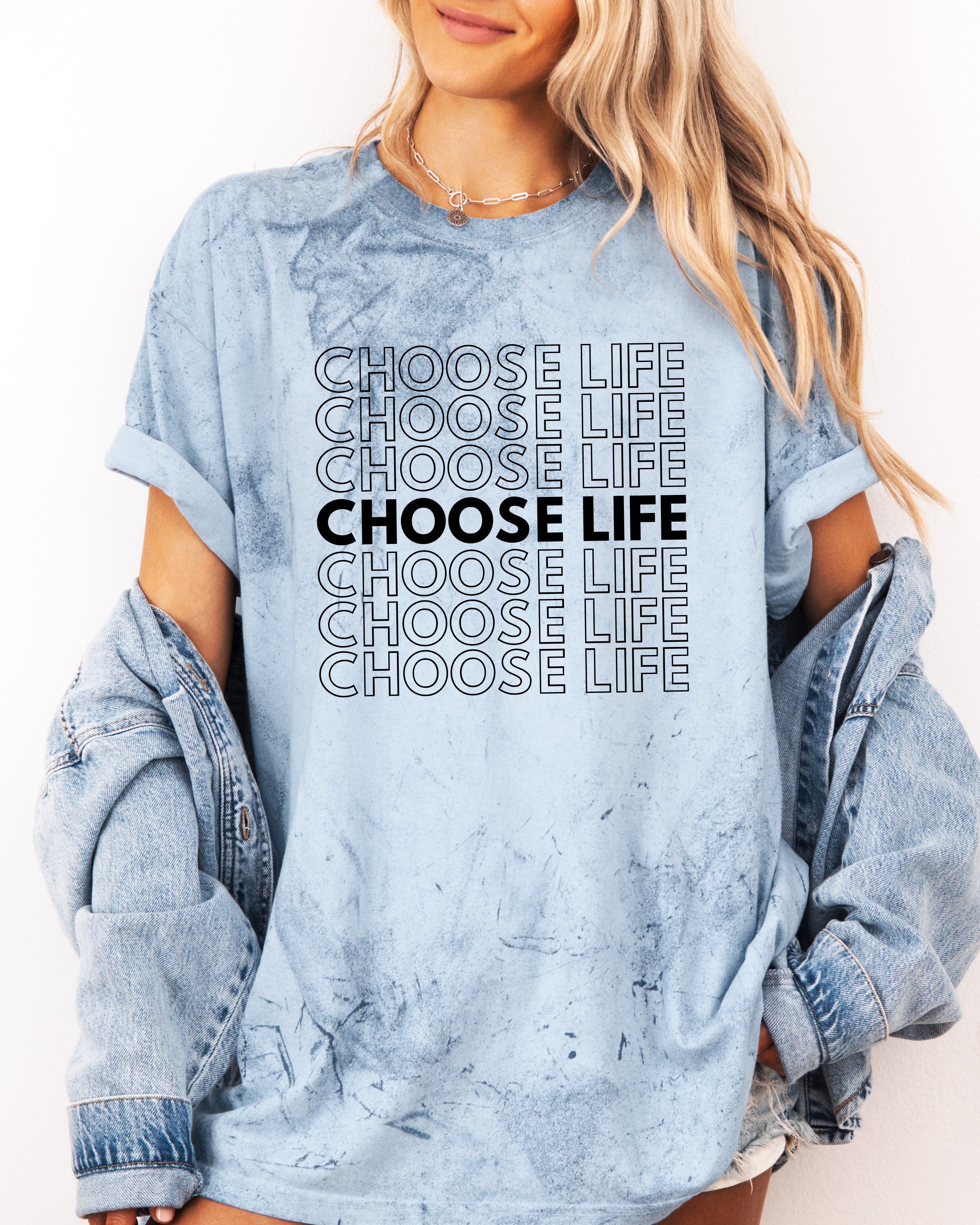 Choose Life Christian Comfort Colors Garment Dyed Christian T Shirt (Repeat)
