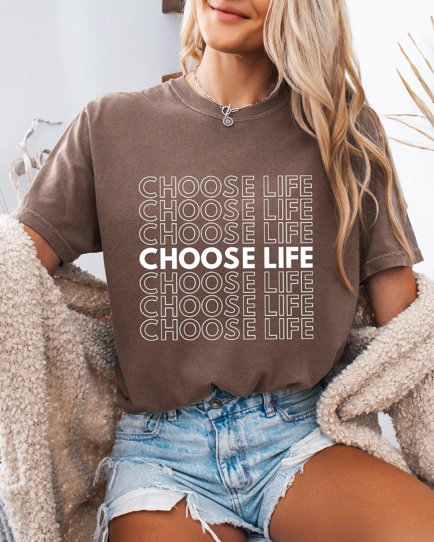 Choose Life Christian Comfort Colors Garment Dyed Christian T Shirt (Repeat)