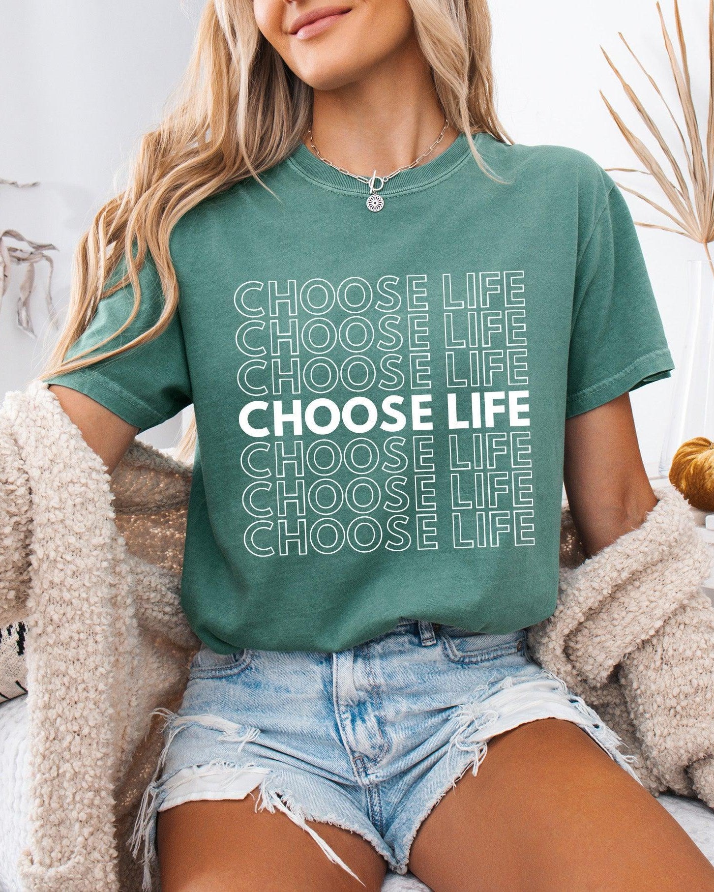 Choose Life Christian Comfort Colors Garment Dyed Christian T Shirt (Repeat)