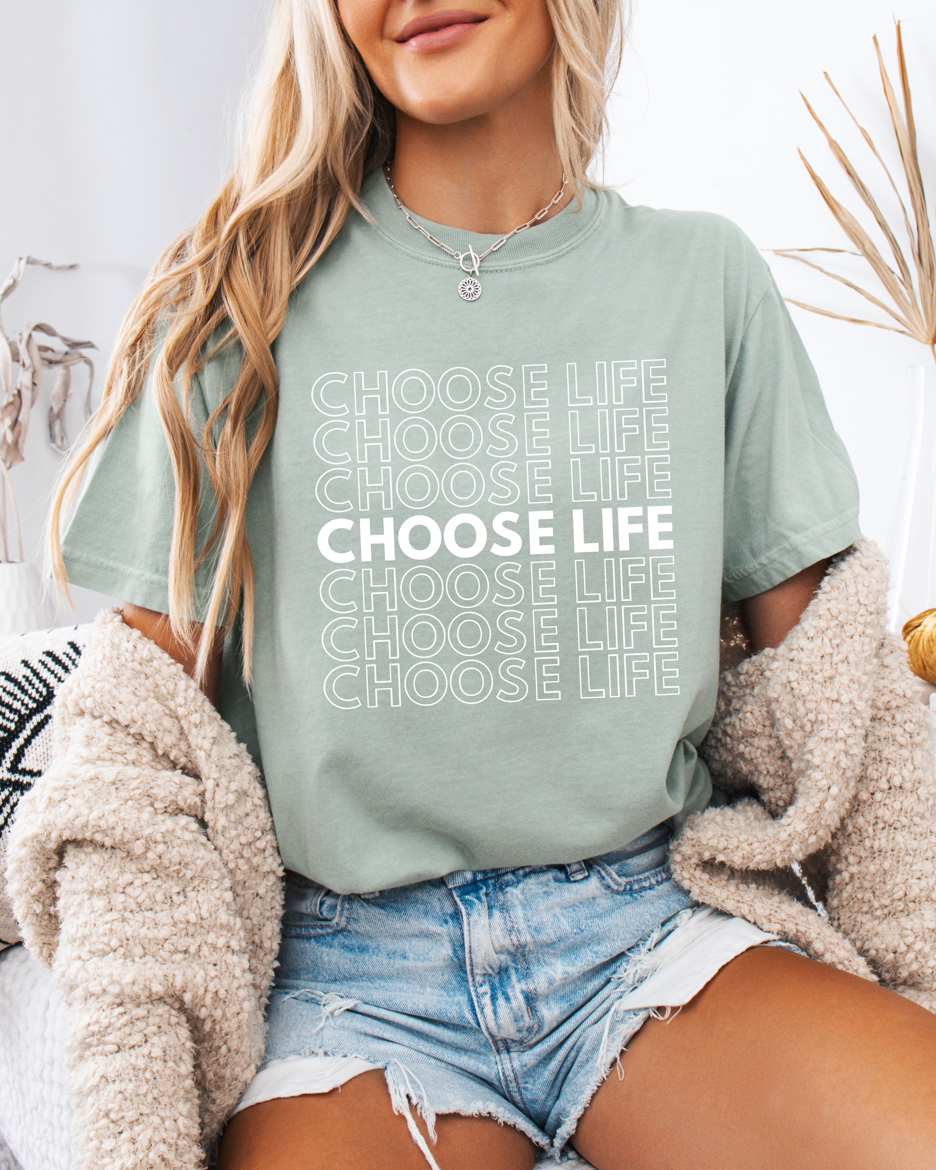 Choose Life Christian Comfort Colors Garment Dyed Christian T Shirt (Repeat)