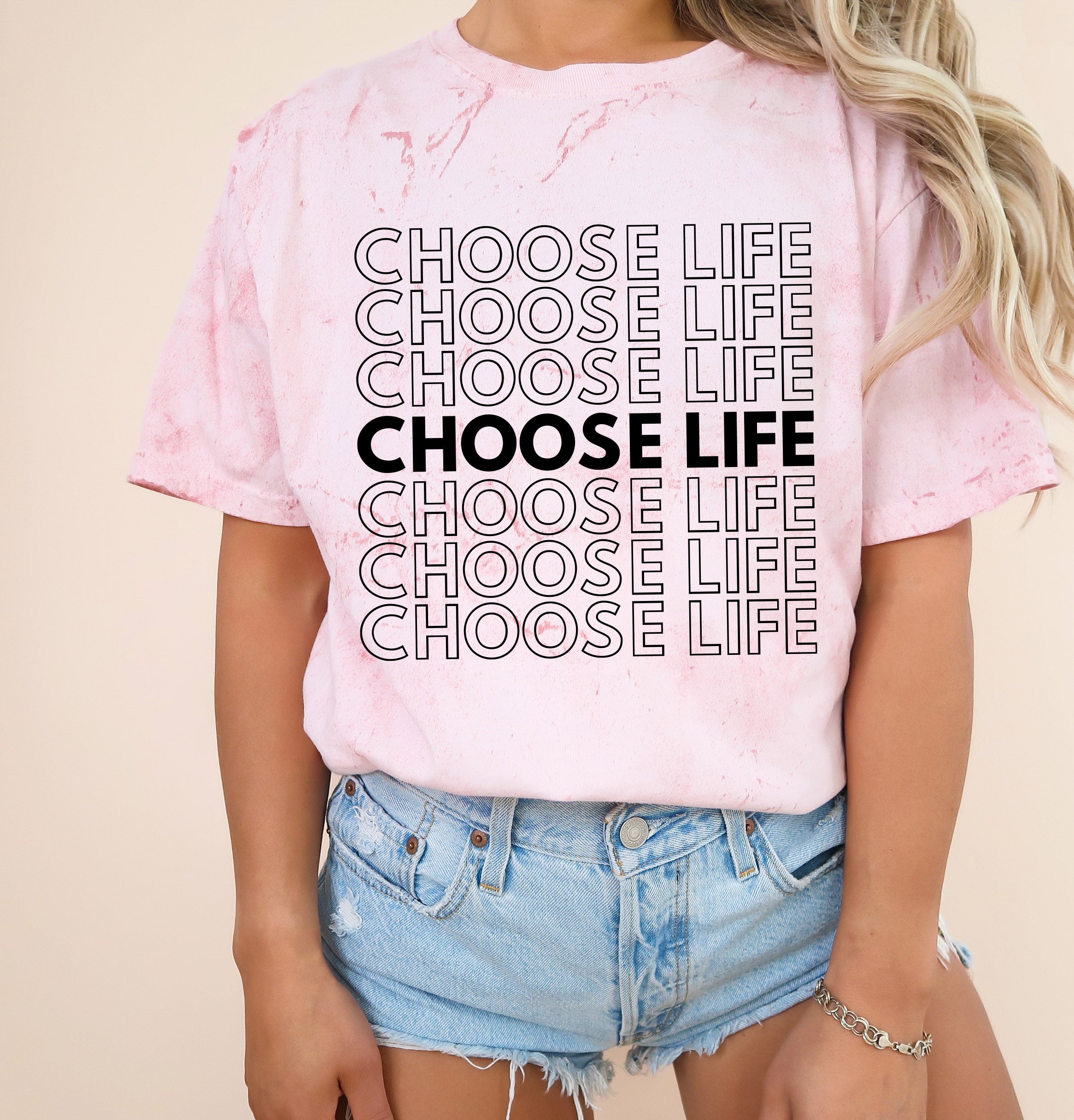 Choose Life Christian Comfort Colors Garment Dyed Christian T Shirt (Repeat)