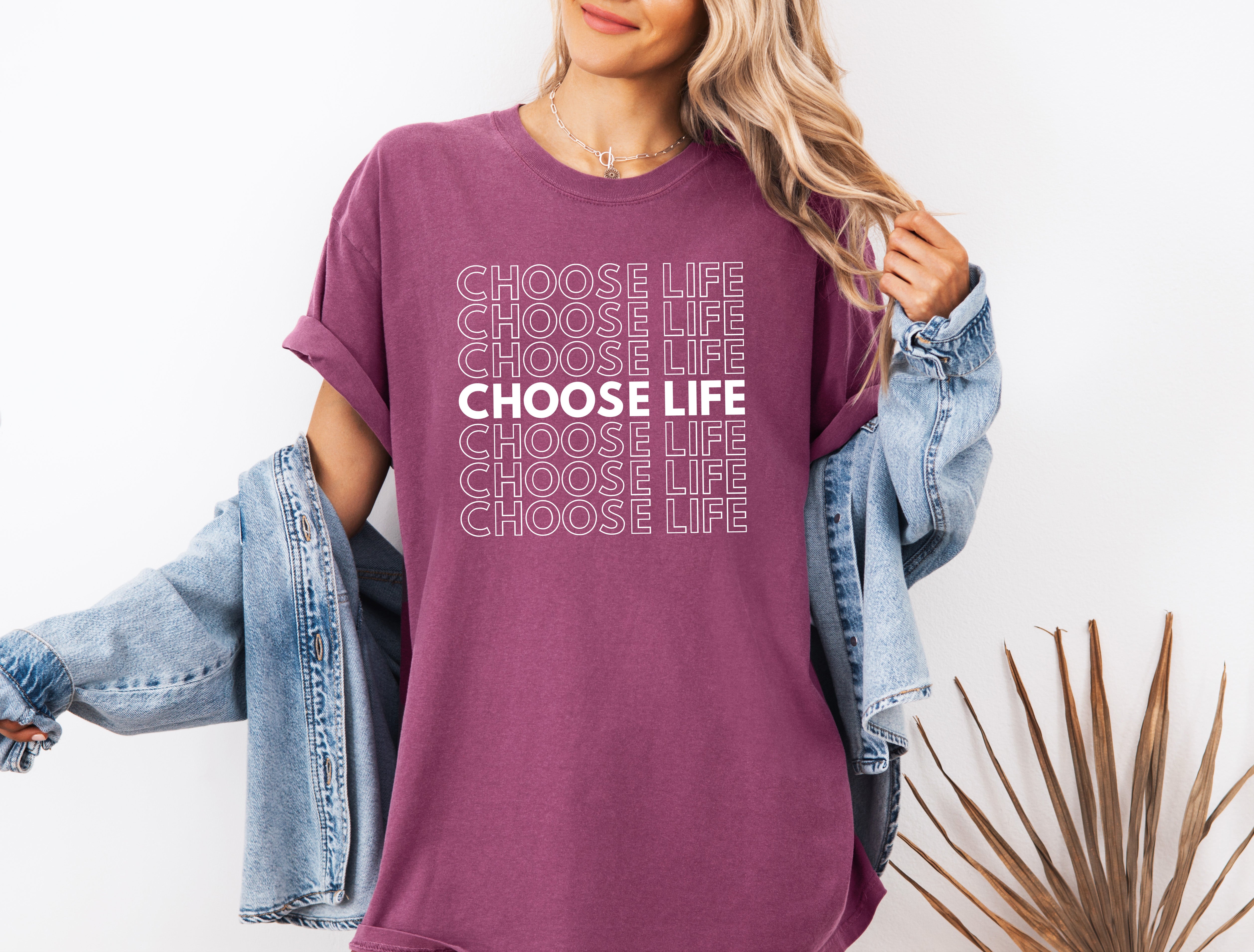 Choose Life Christian Comfort Colors Garment Dyed Christian T Shirt (Repeat)