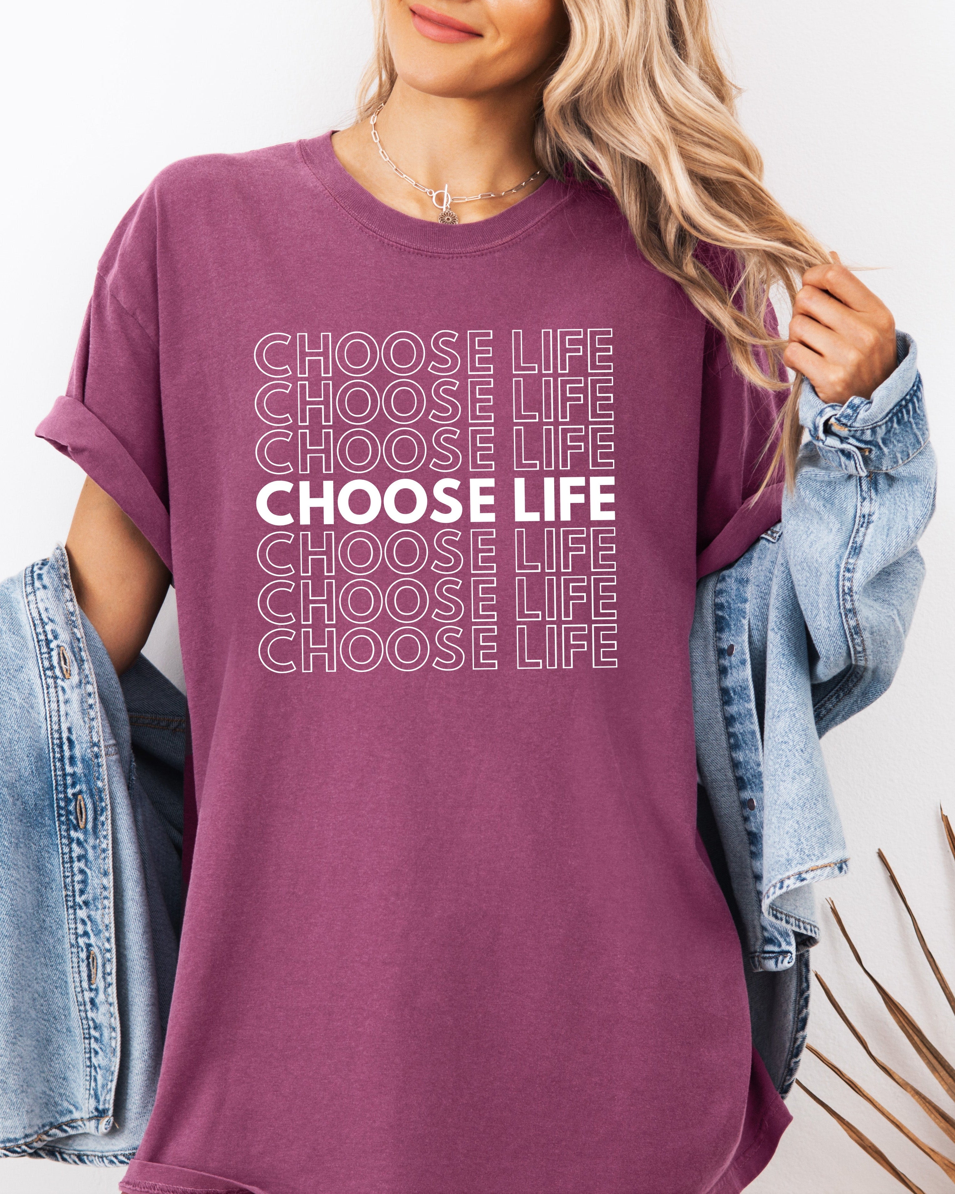 Choose Life Christian Comfort Colors Garment Dyed Christian T Shirt (Repeat)