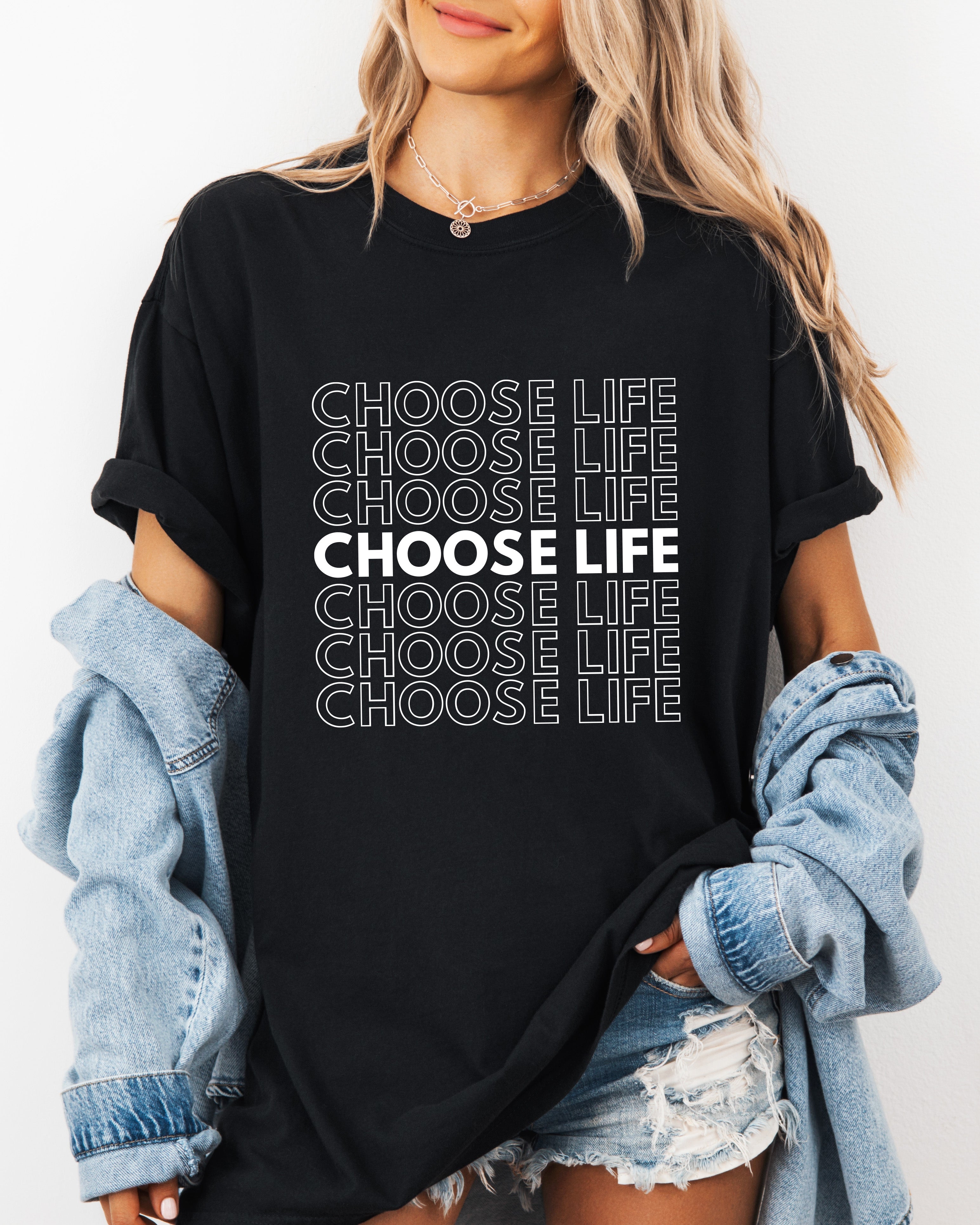 Choose Life Christian Comfort Colors Garment Dyed Christian T Shirt (Repeat)