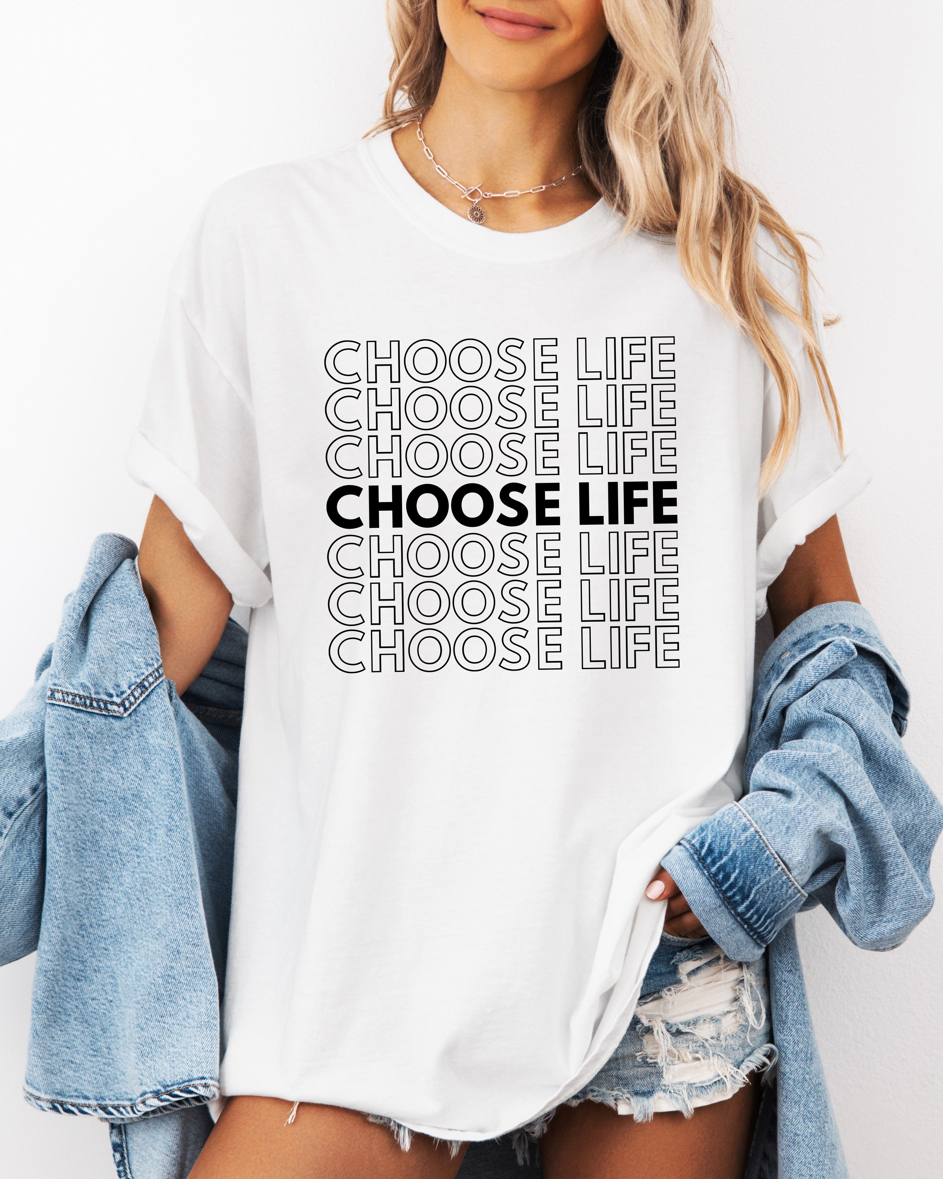 Choose Life Christian Comfort Colors Garment Dyed Christian T Shirt (Repeat)