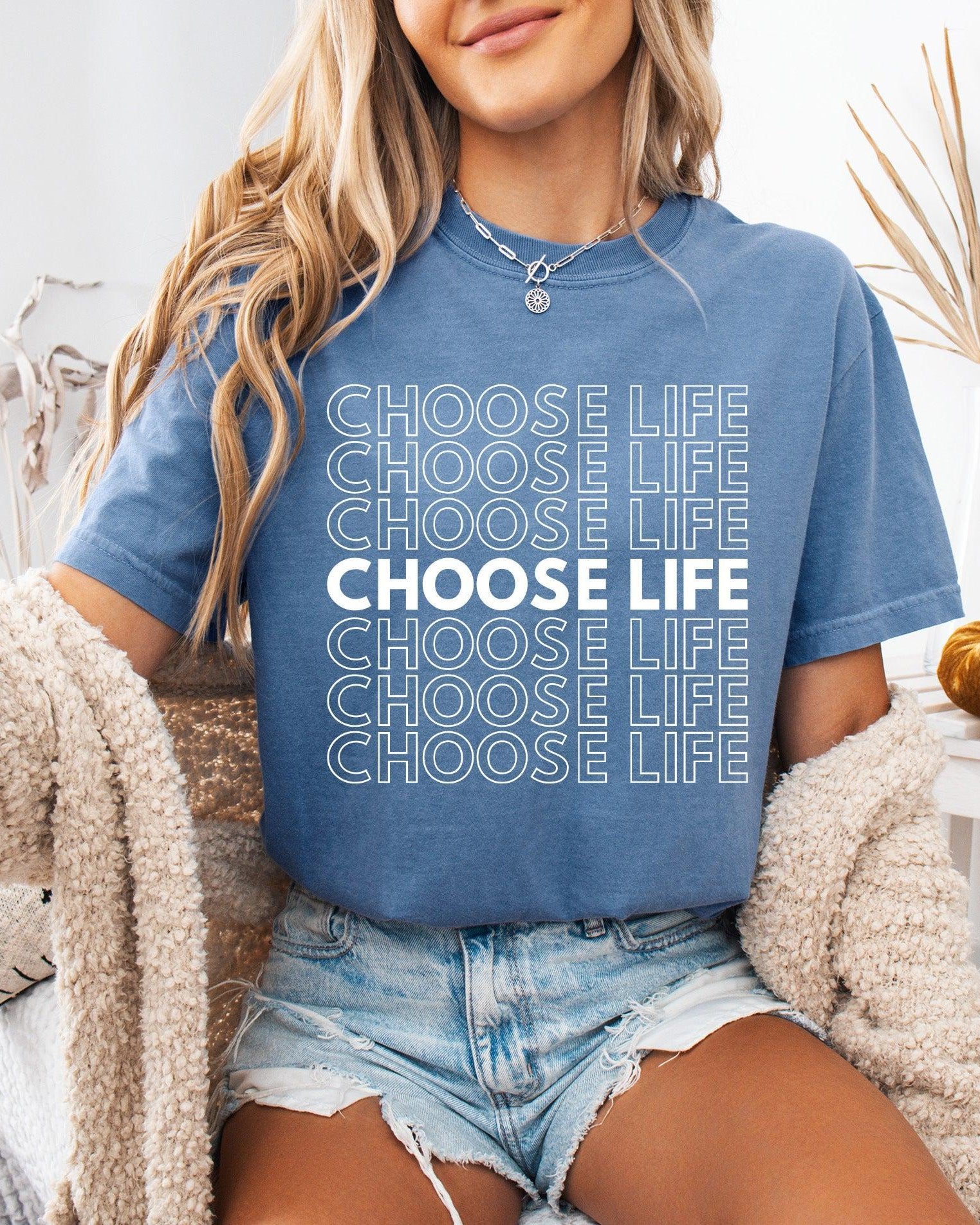 Choose Life Christian Comfort Colors Garment Dyed Christian T Shirt (Repeat)
