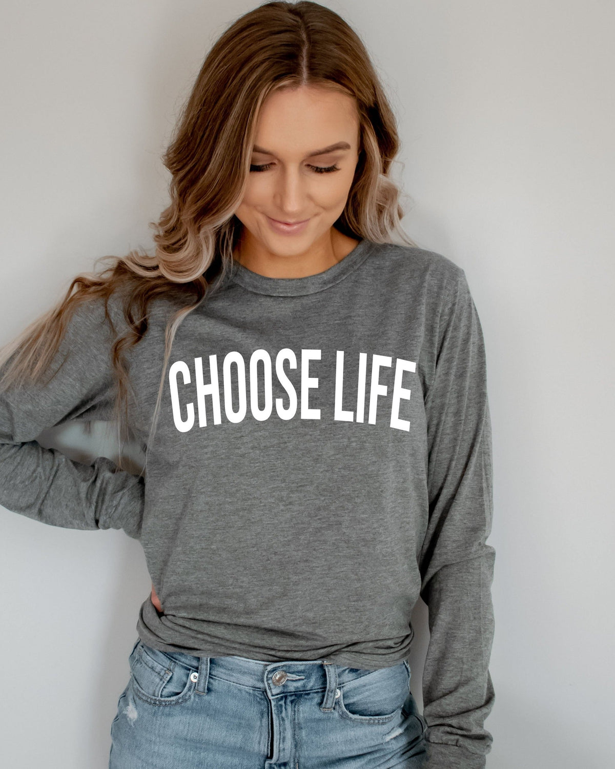 Choose Life Pro-life Long Sleeve Tshirt (Block)